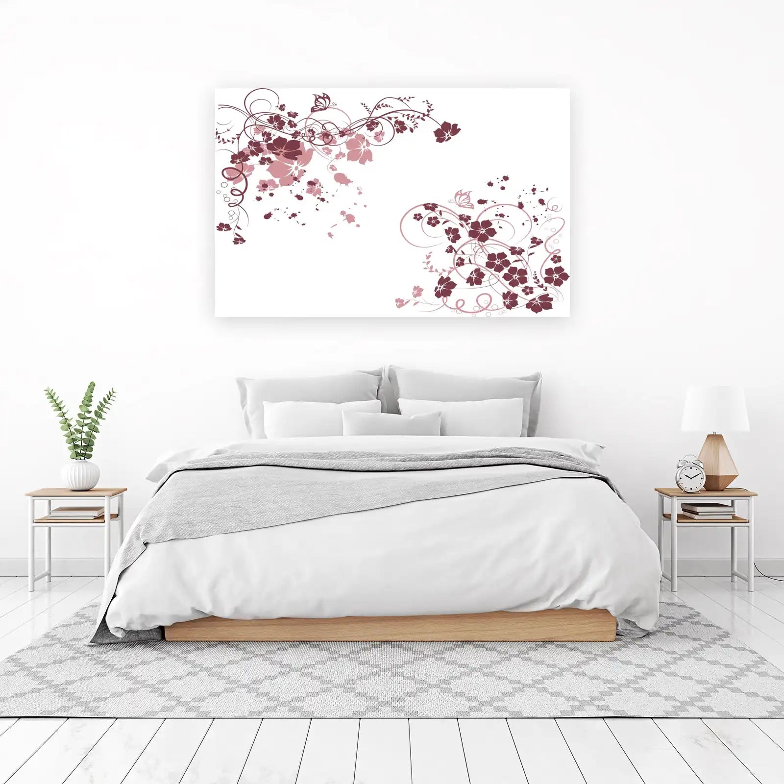 Elegant Floral Butterfly Swirl Wall Art