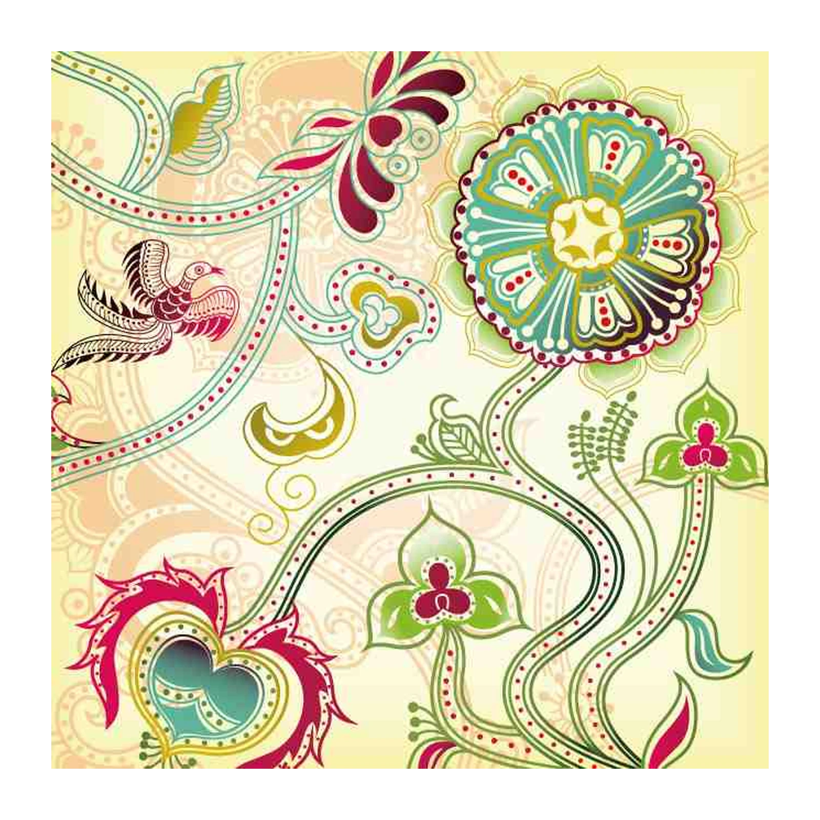 Bohemian Floral Bird Wall Art