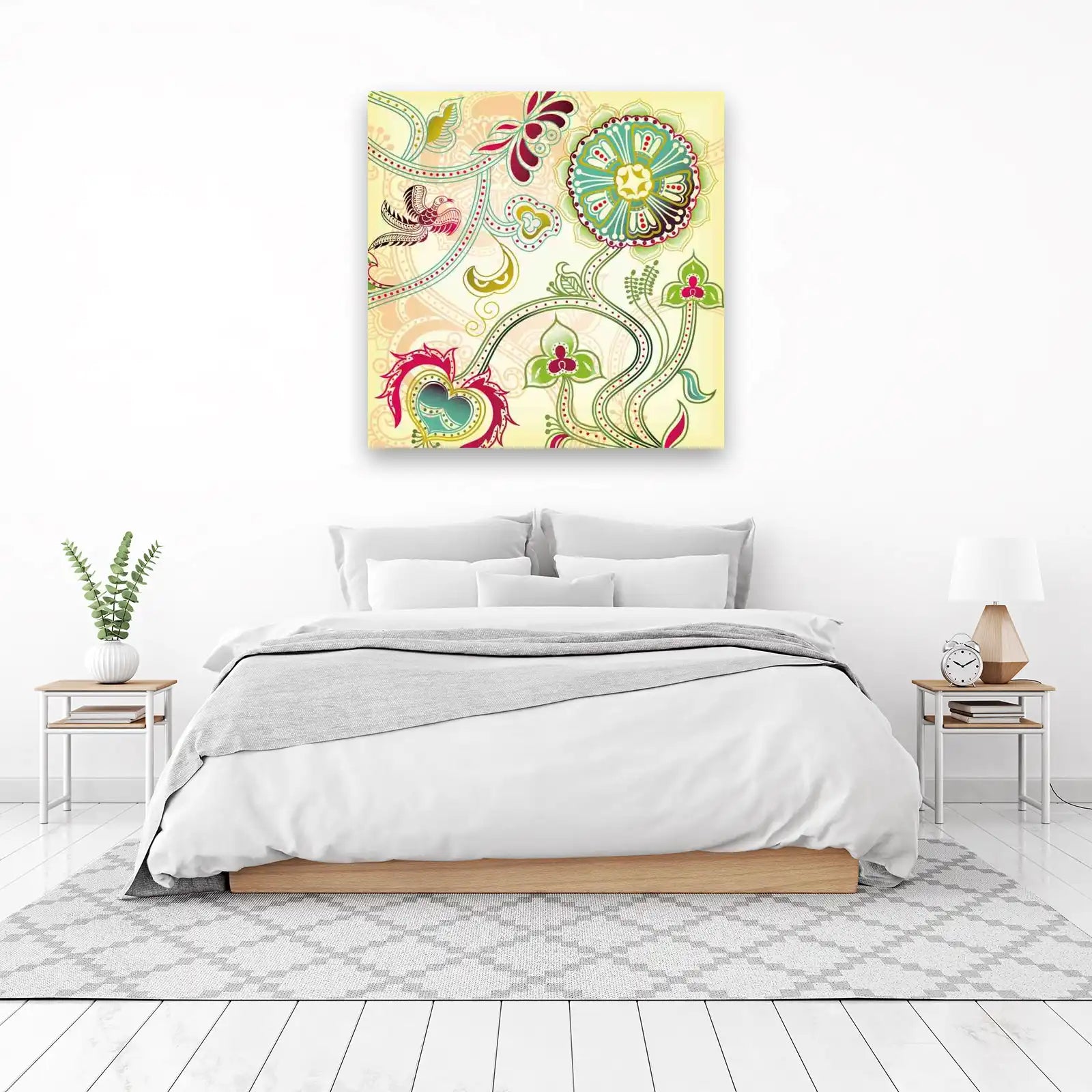 Bohemian Floral Bird Wall Art