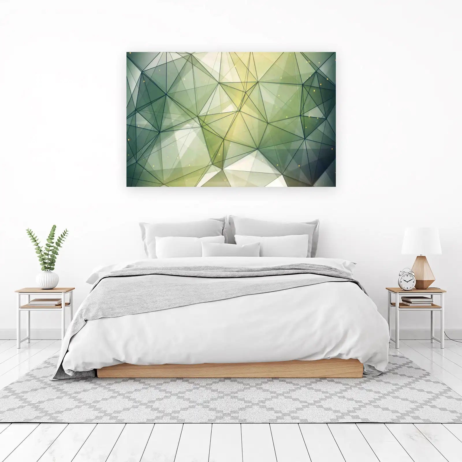 Geometric Glow Abstract Green & Gold Wall Art