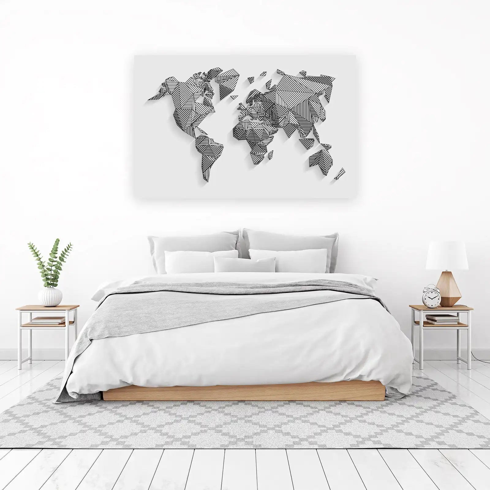Geometric World Map Art Wall Art