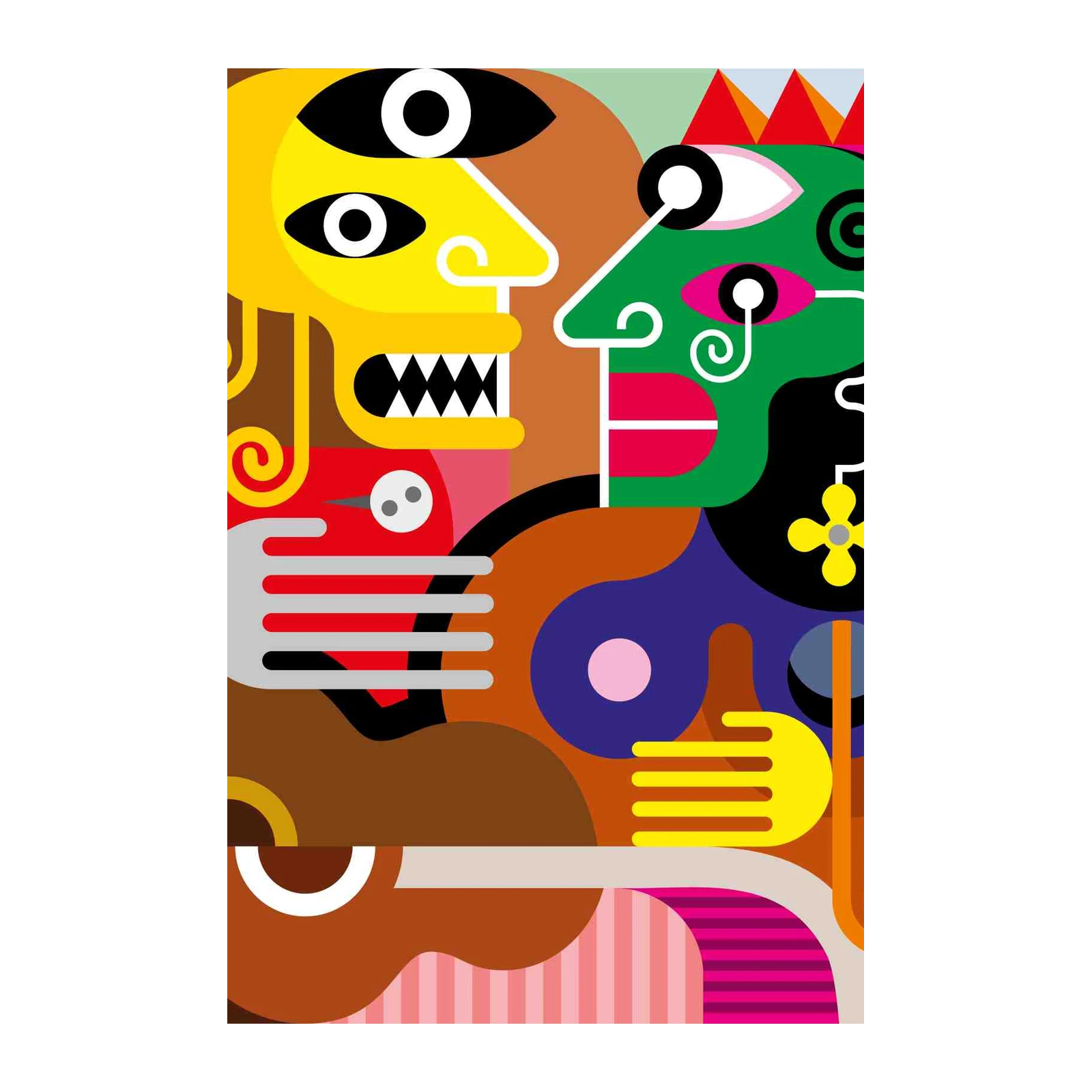 Vibrant Duo Geometric Portrait Wall Art