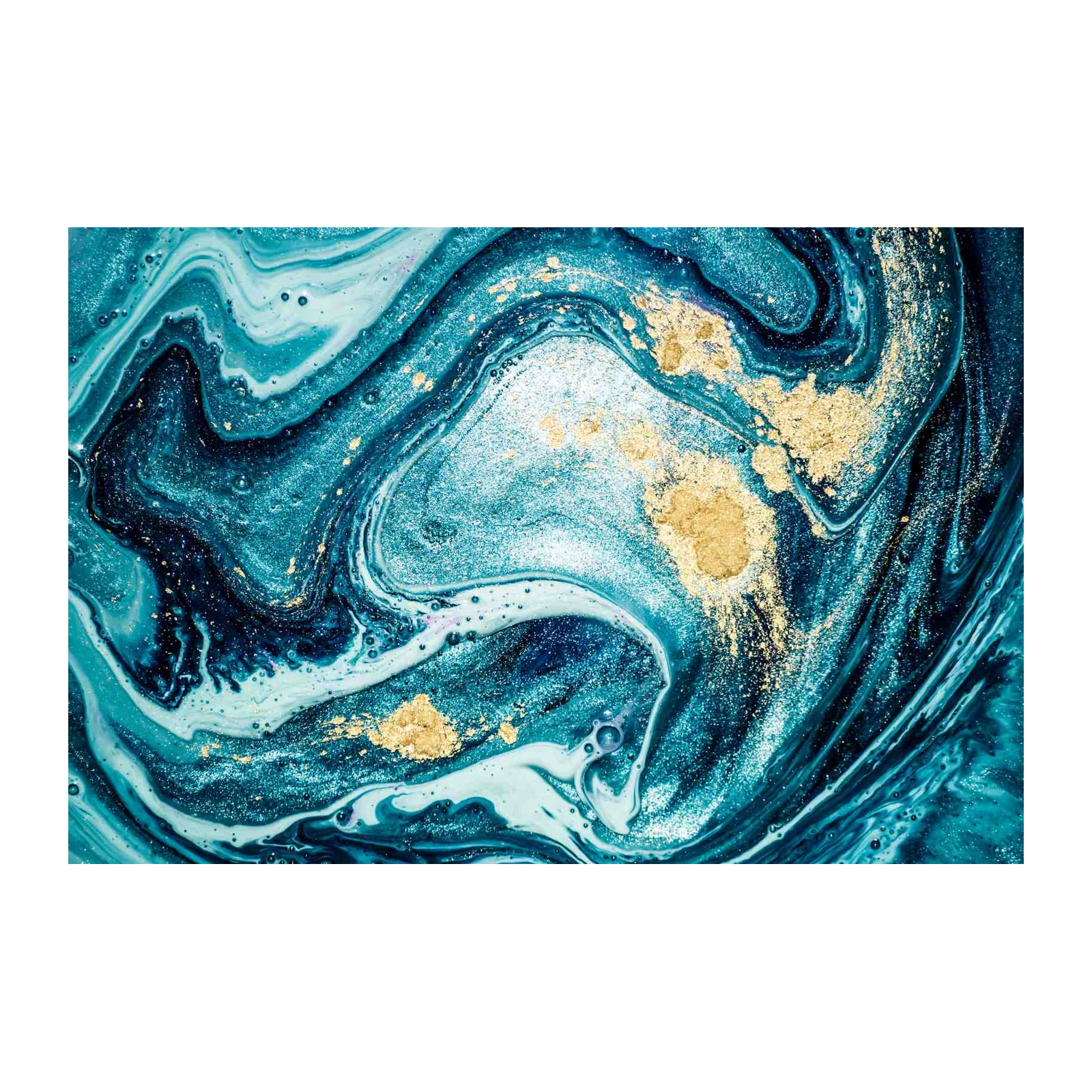 Oceanic Swirls & Gold Luxury Wall Art