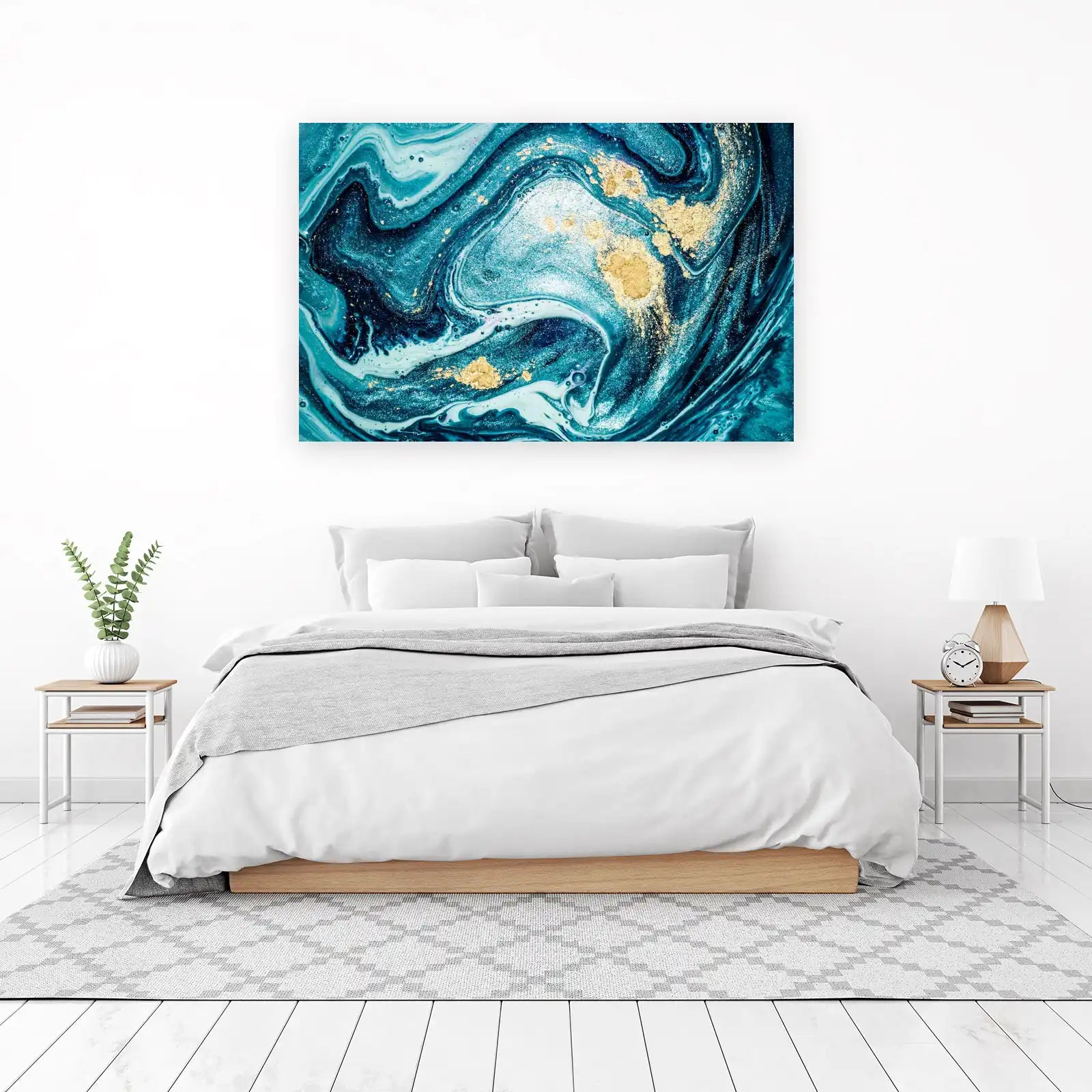 Oceanic Swirls & Gold Luxury Wall Art
