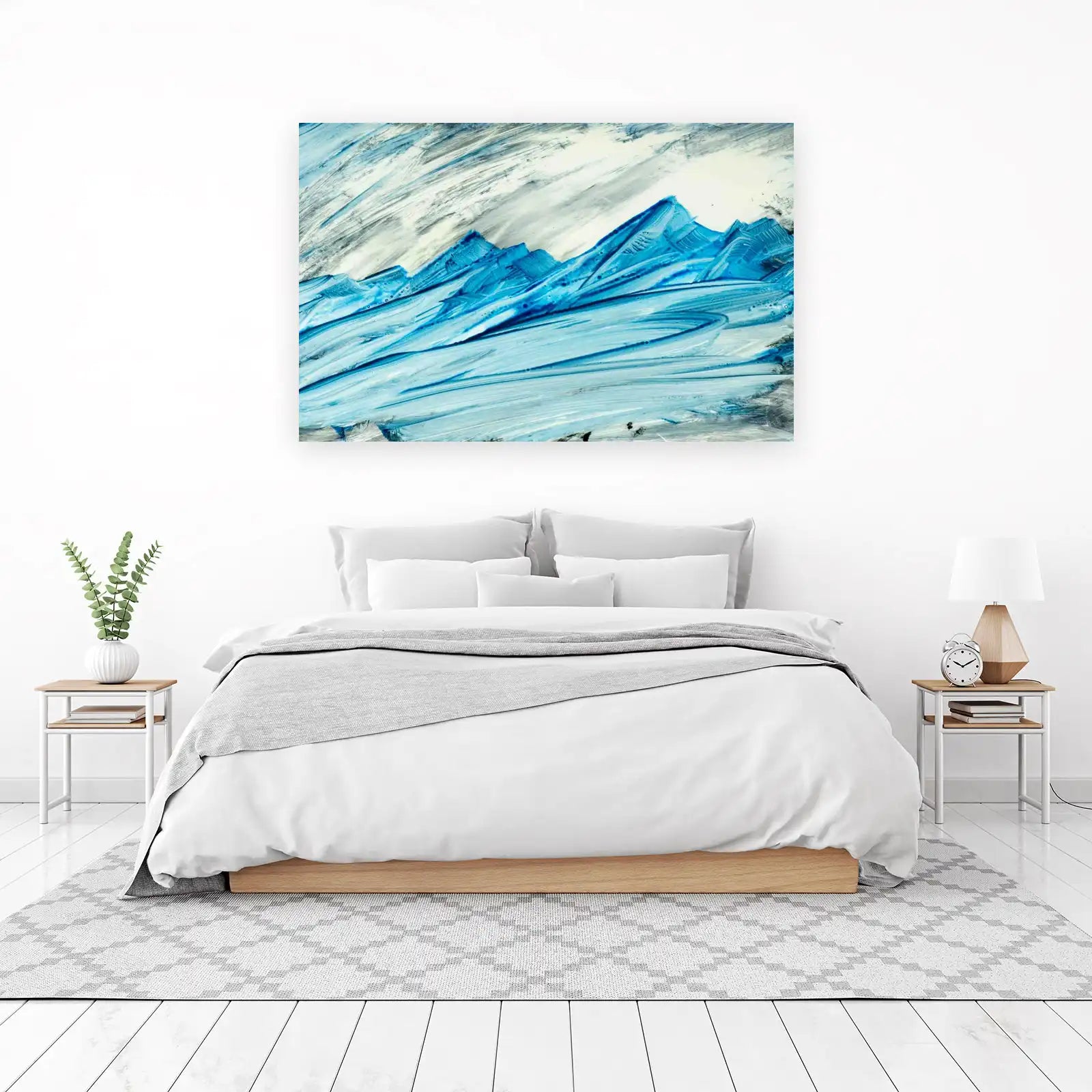 Abstract Blue Mountainscape Wall Art