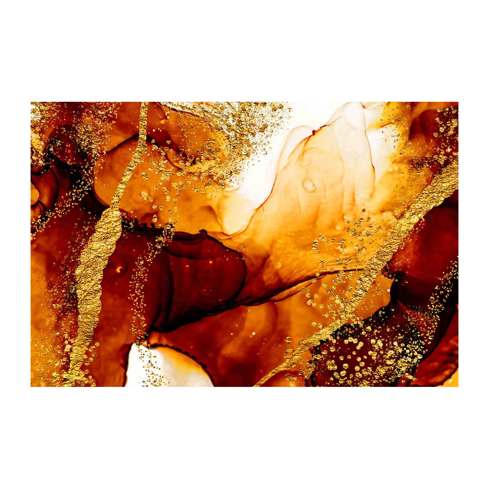 Abstract Gold & Amber Swirl Wall Art