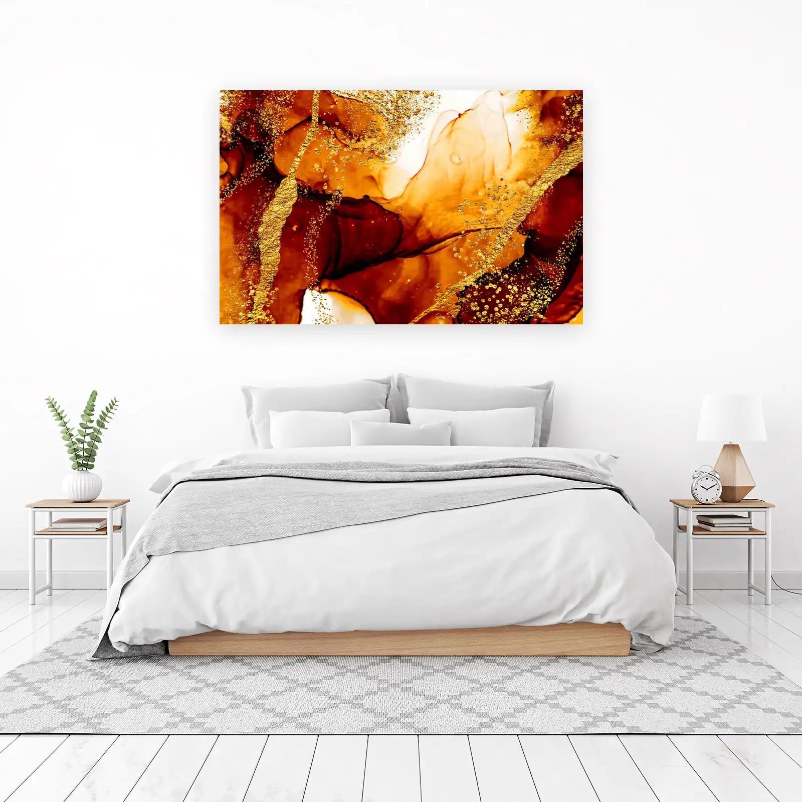 Abstract Gold & Amber Swirl Wall Art