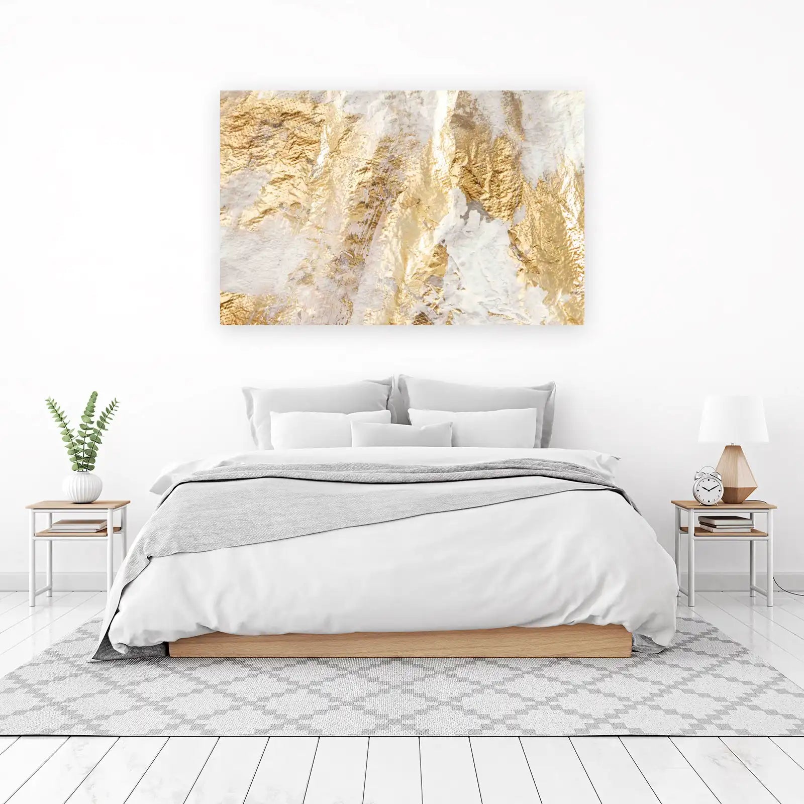 Textured Gold & White Abstract Wall Art
