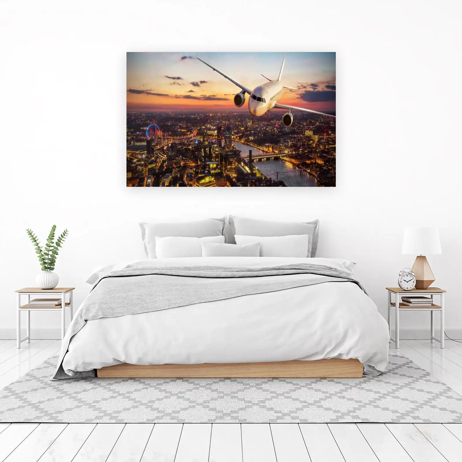 City Lights Airplane Ascent Wall Art