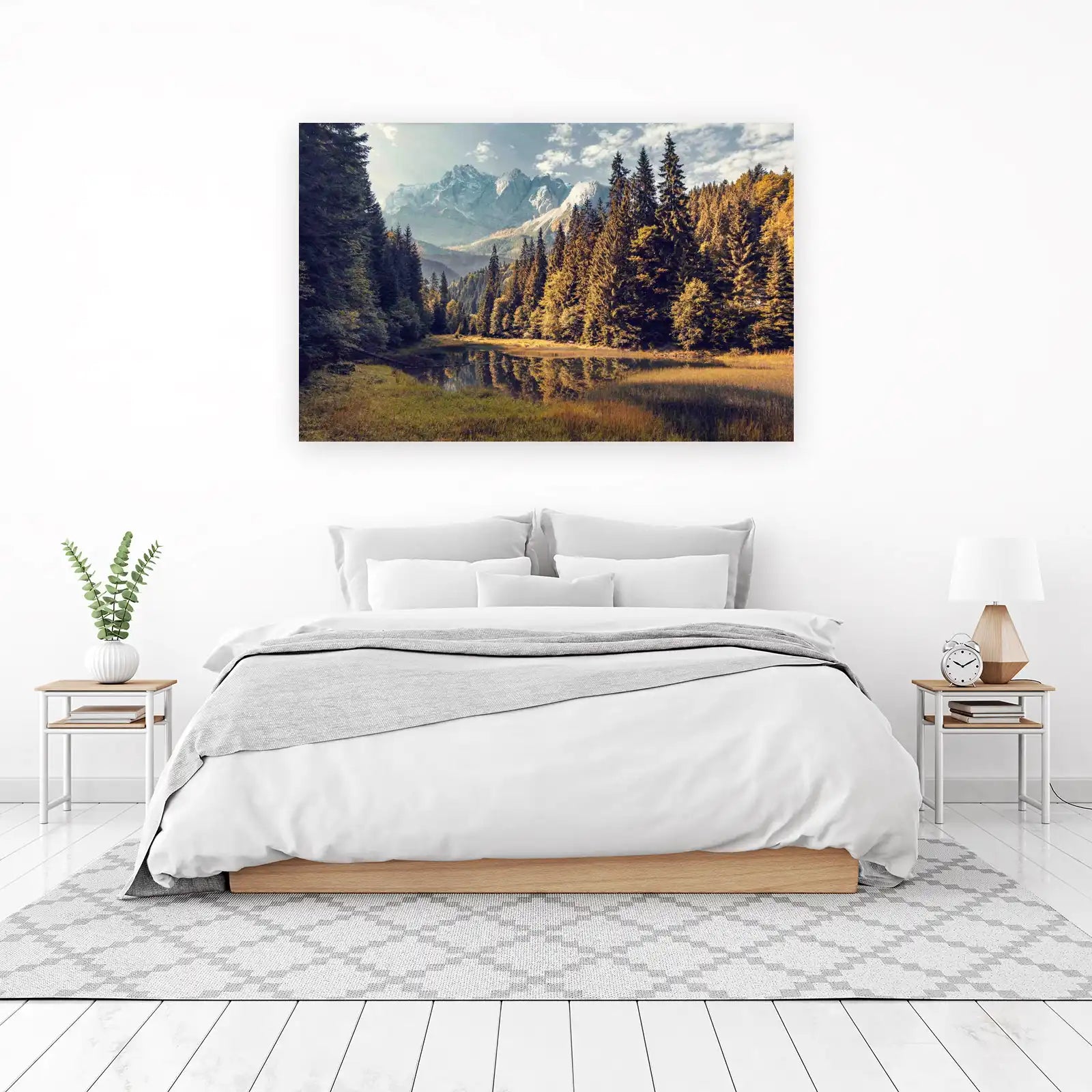 Serene Mountain Lake Forest Landscape Wall Art