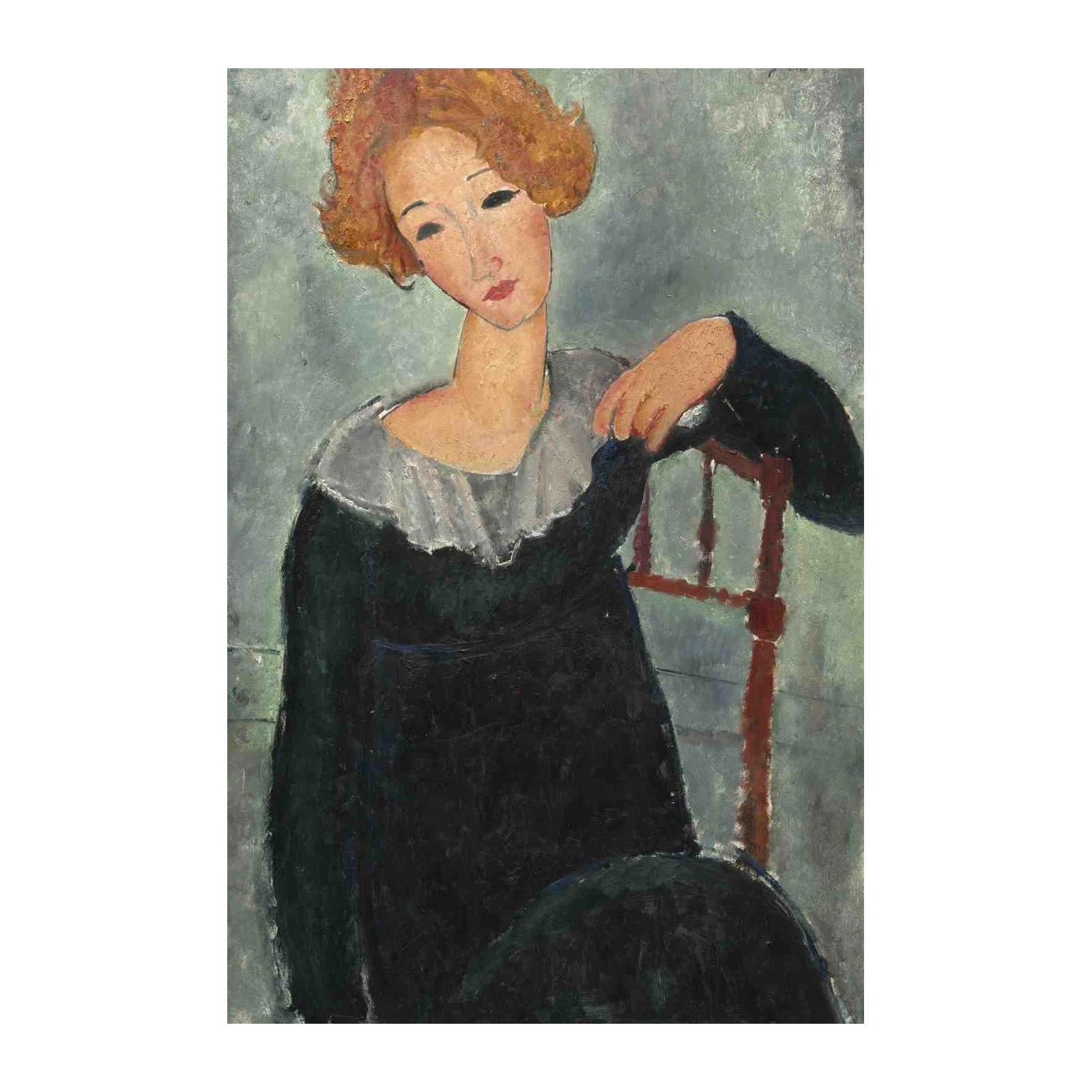 Elegant Woman Portrait Modigliani Style Wall Art