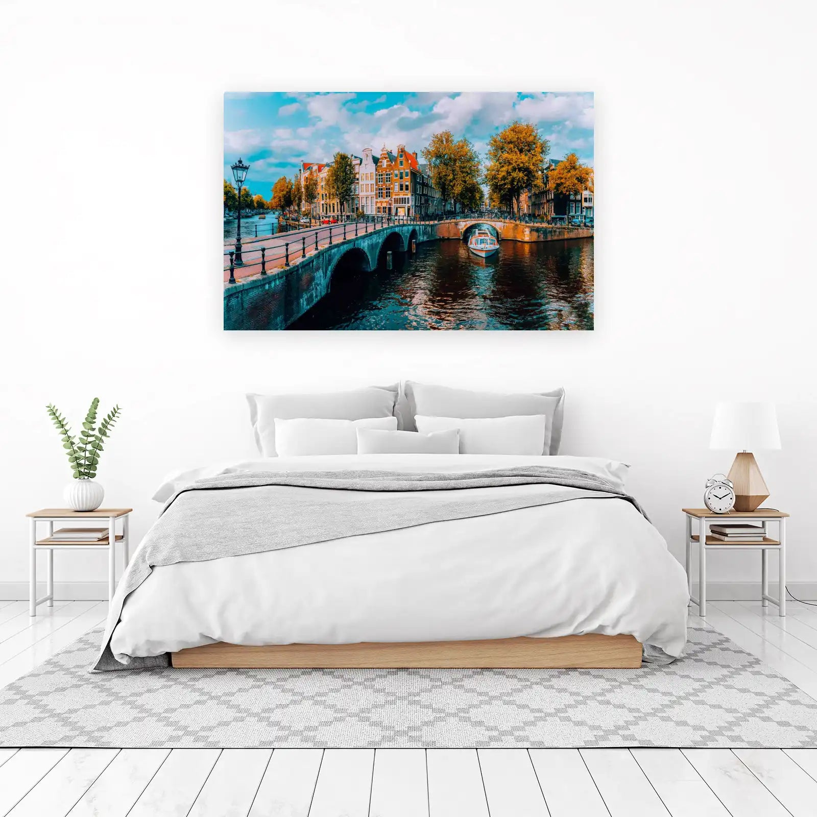Vibrant Amsterdam Canal Bridge Wall Art
