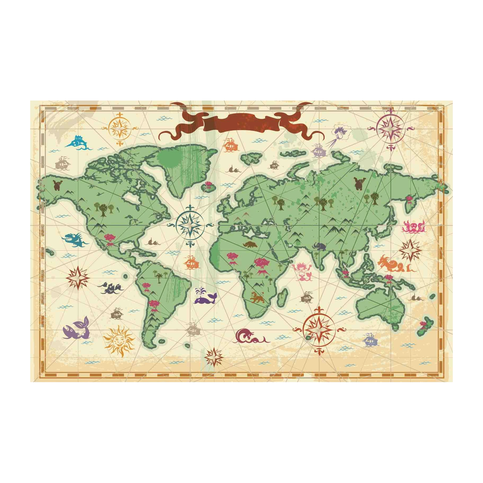 Vintage Adventure World Map Wall Art