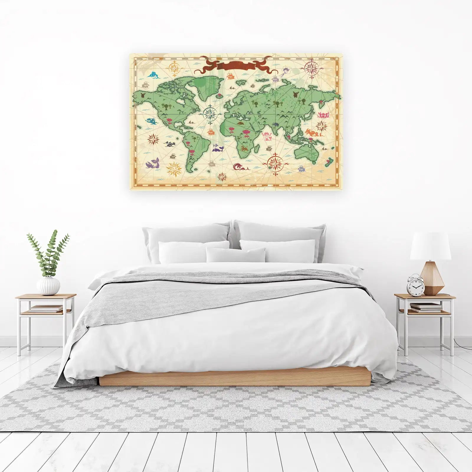 Vintage Adventure World Map Wall Art