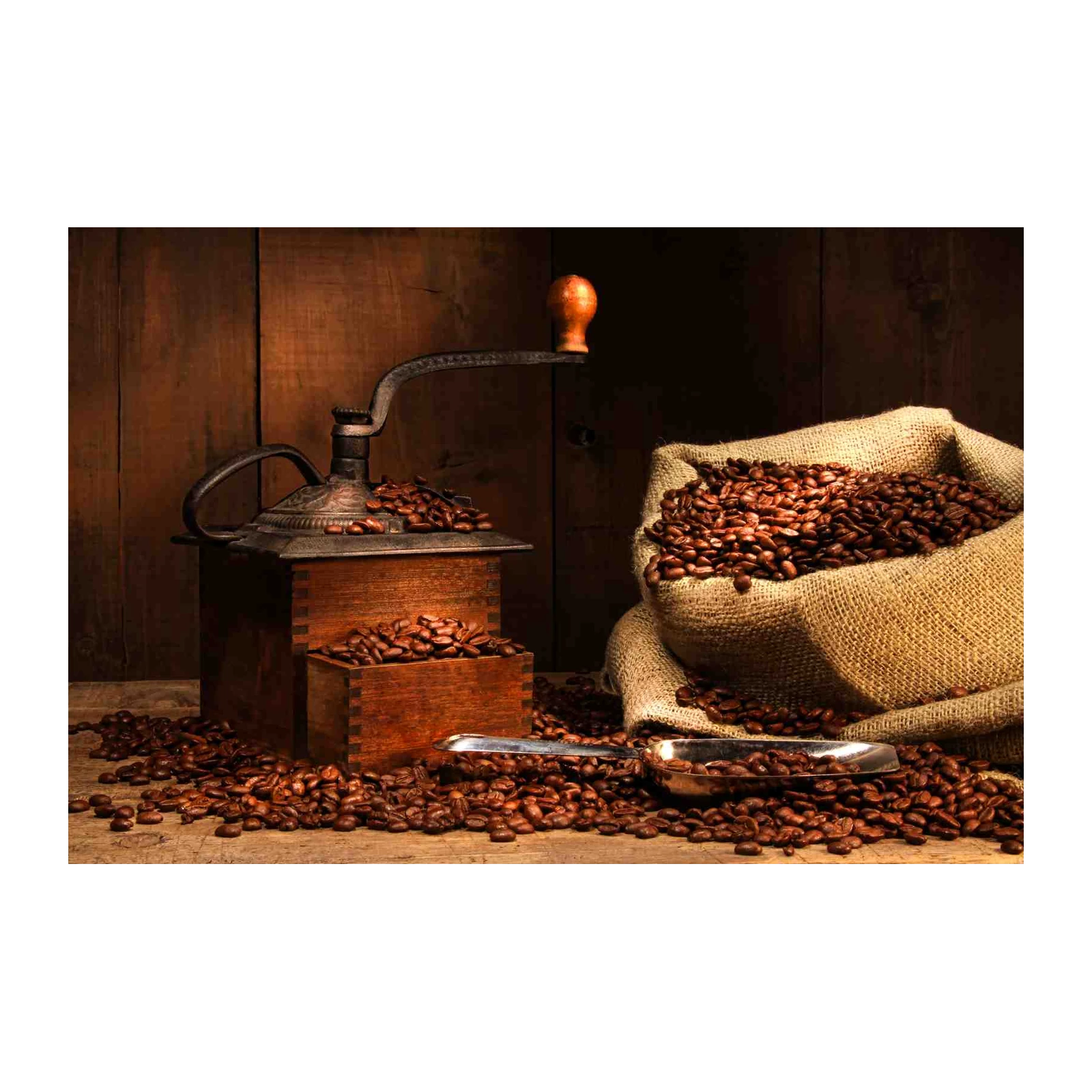 Vintage Coffee Grinder & Beans Wall Art