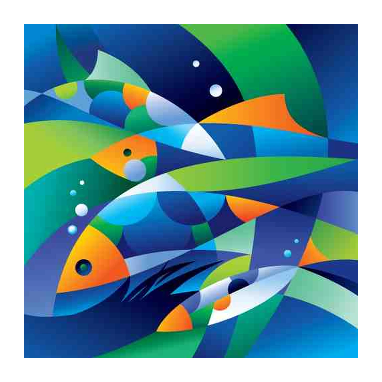 Abstract Fish School Wall Art