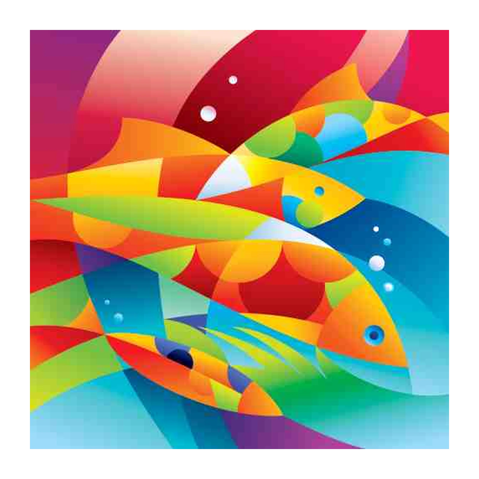 Vibrant School of Fish Abstract Wall Art