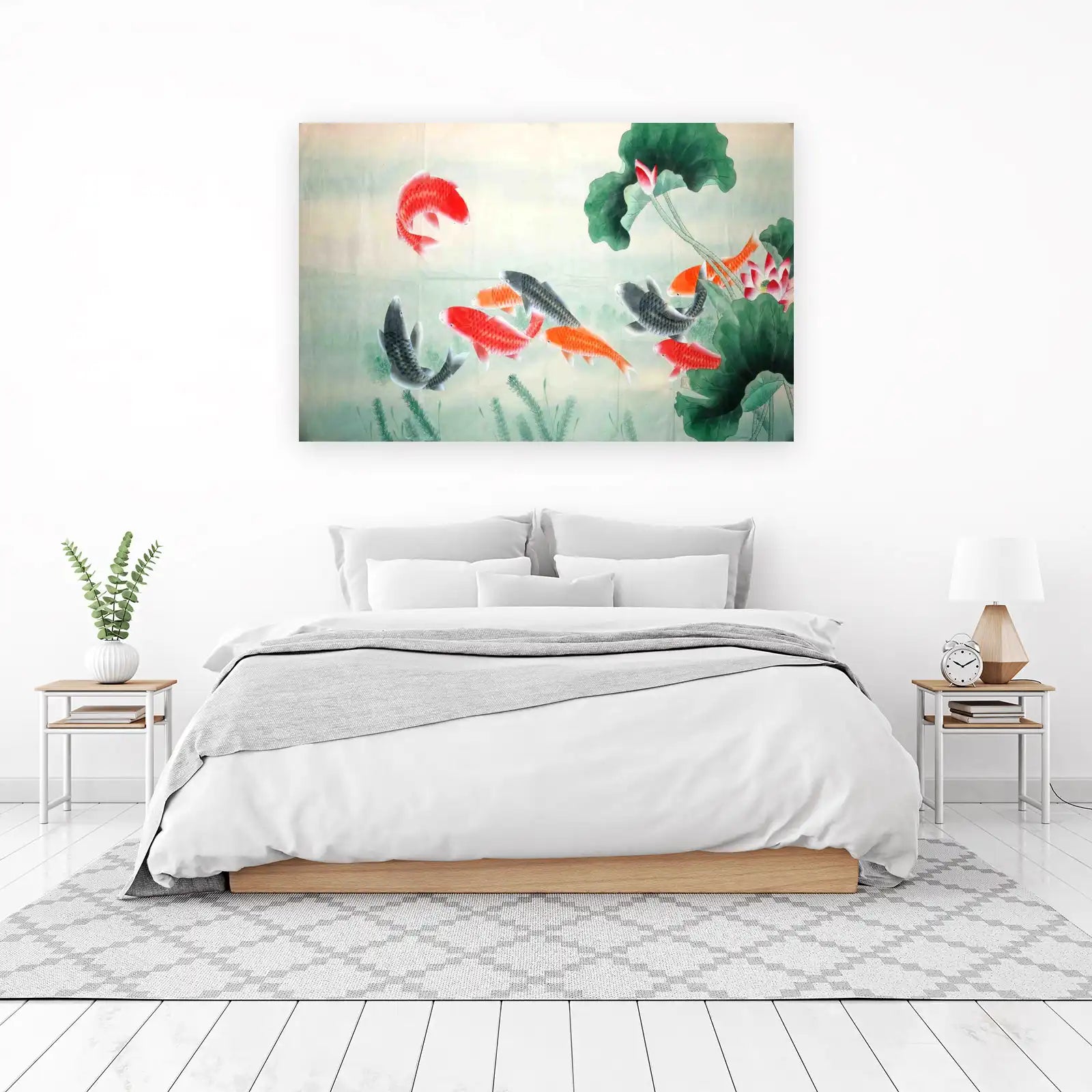Serene Koi Fish & Lotus Flower Wall Art