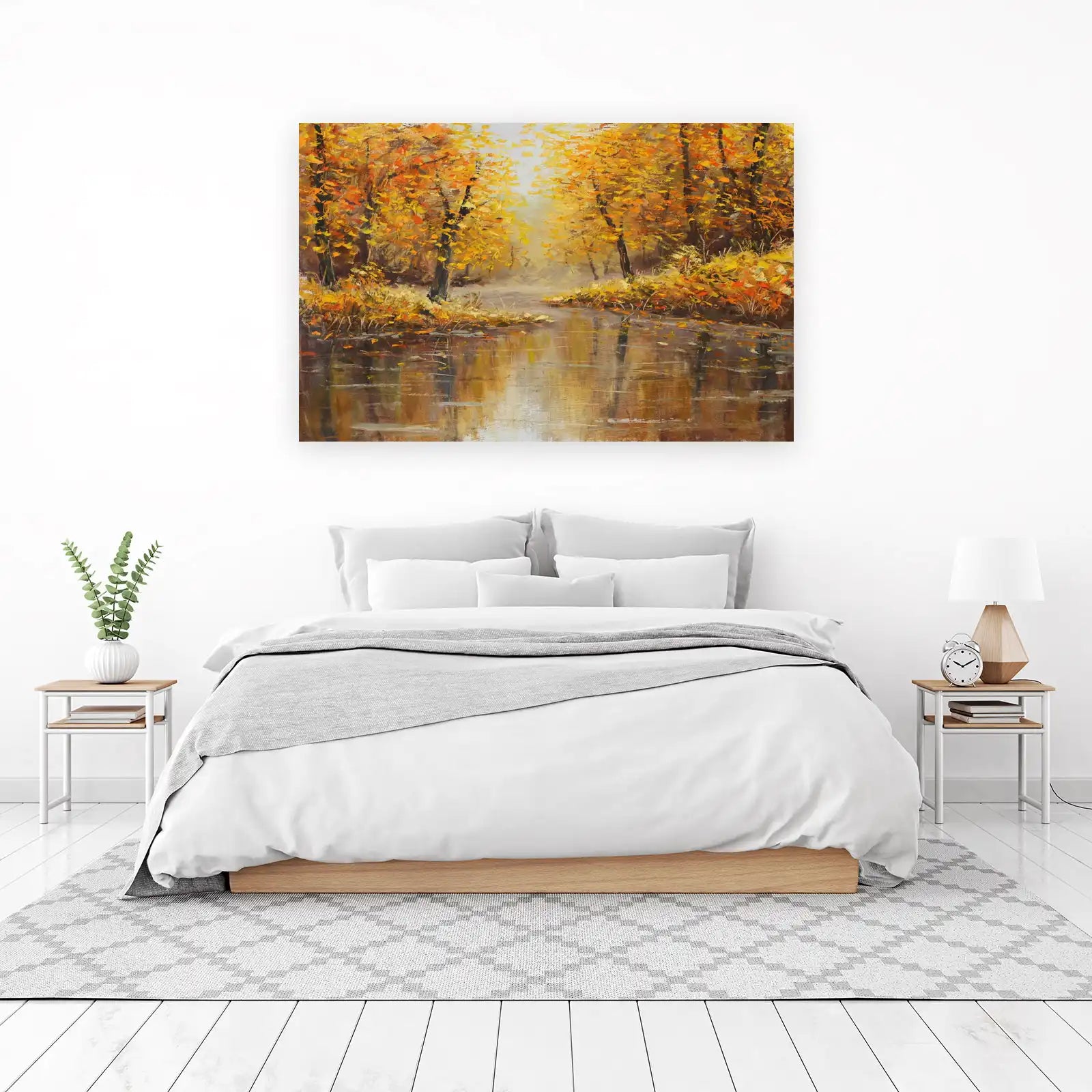 Golden Autumn Forest Reflection Wall Art