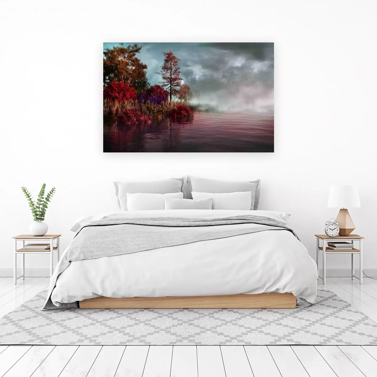 Misty Autumn Lake Serenity Wall Art