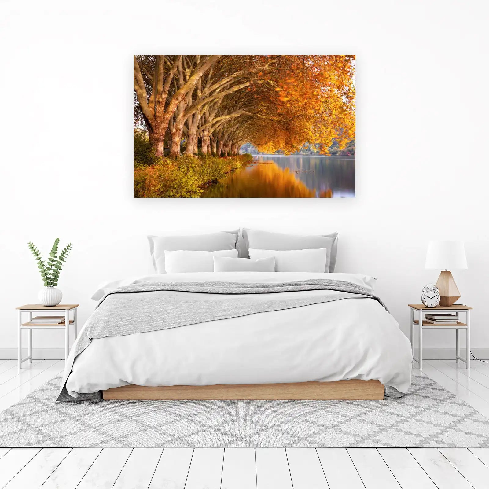 Autumn Tree Tunnel Lake Wall Art