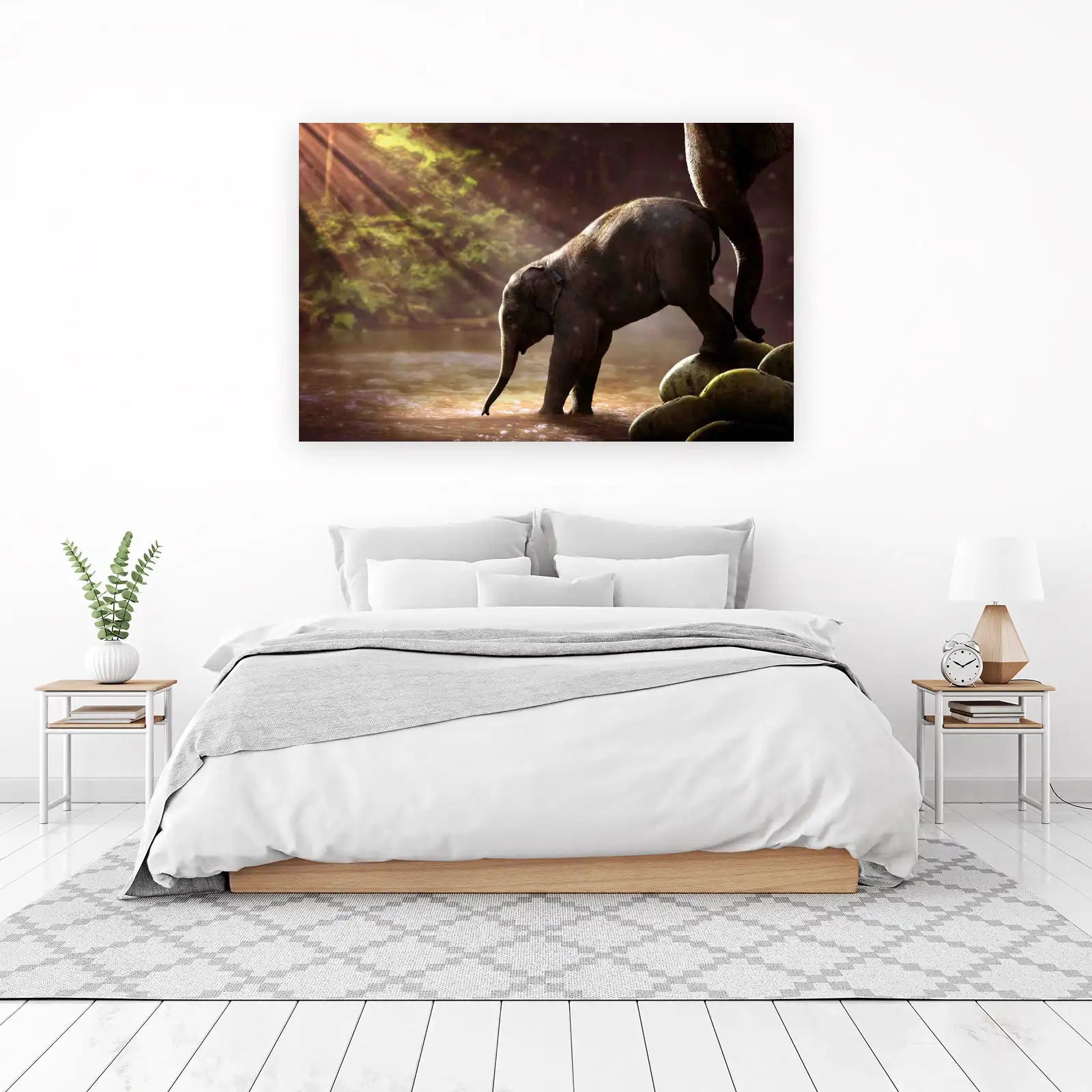 Baby Elephant River Light Wall Art