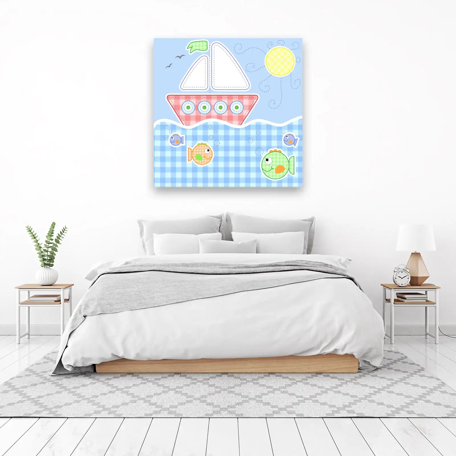 Cute Sailing Fish Adventure Wall Art