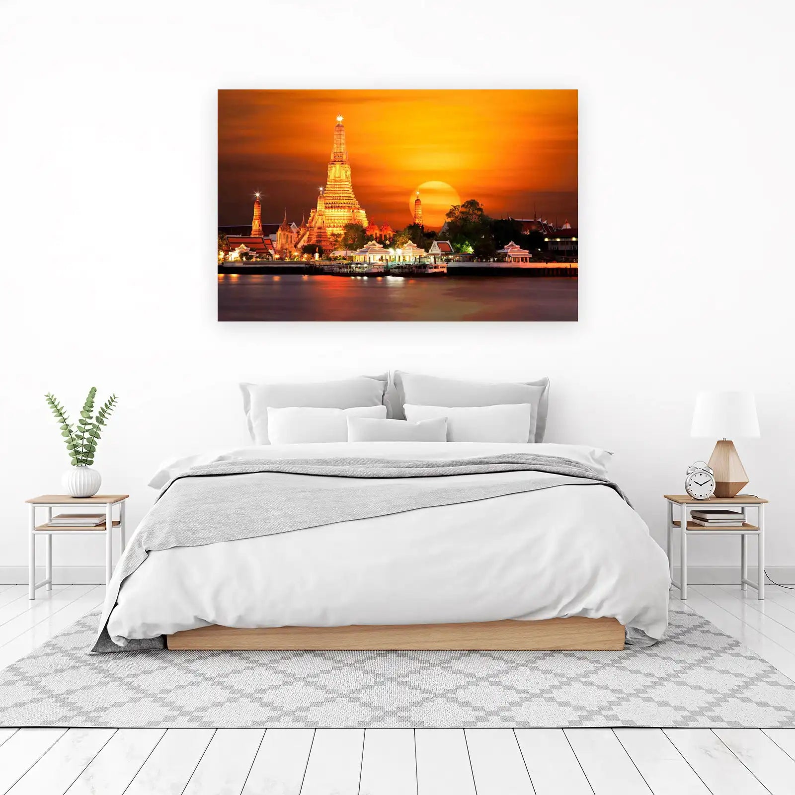 Bangkok Temple Sunset Wall Art