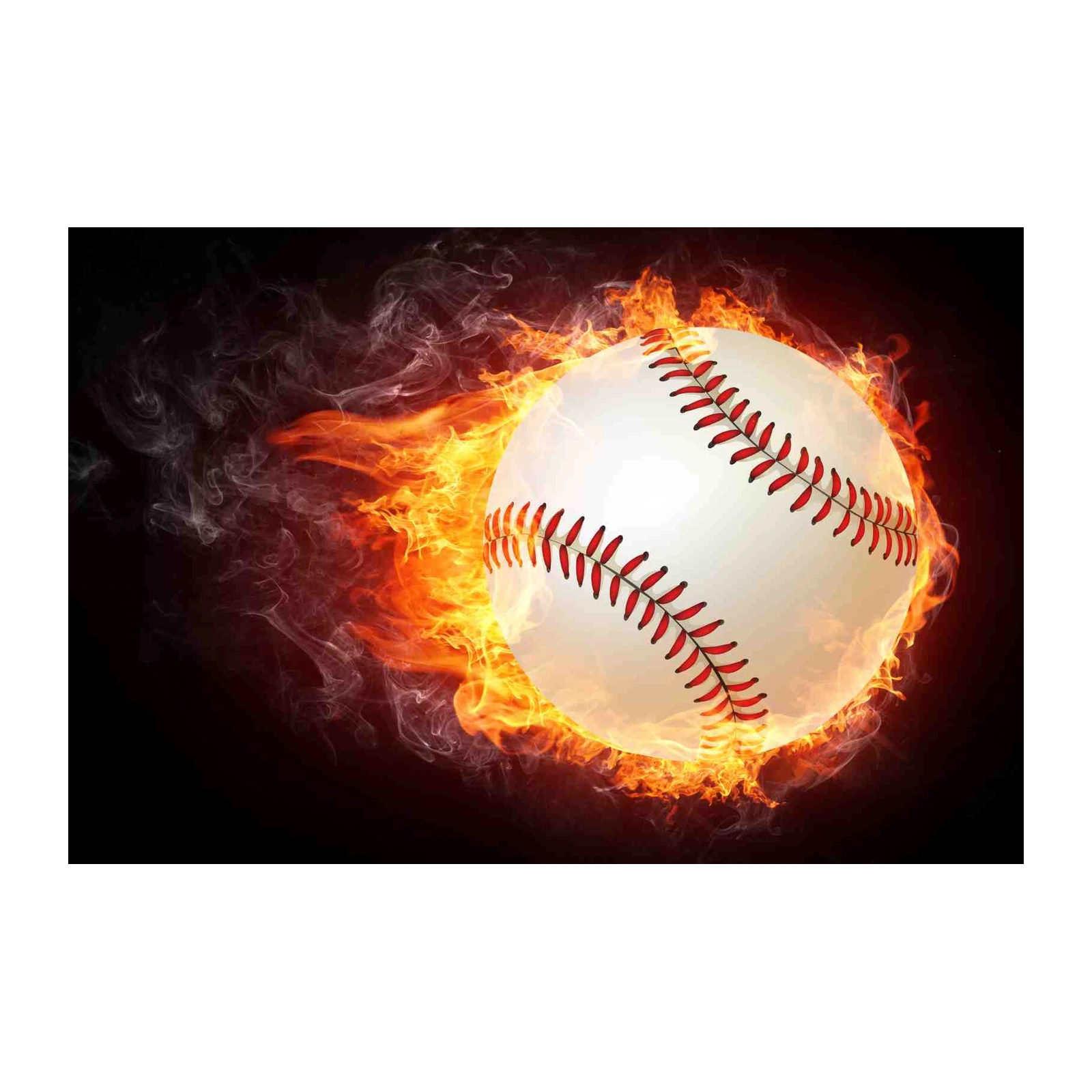 Fiery Baseball Action Wall Art