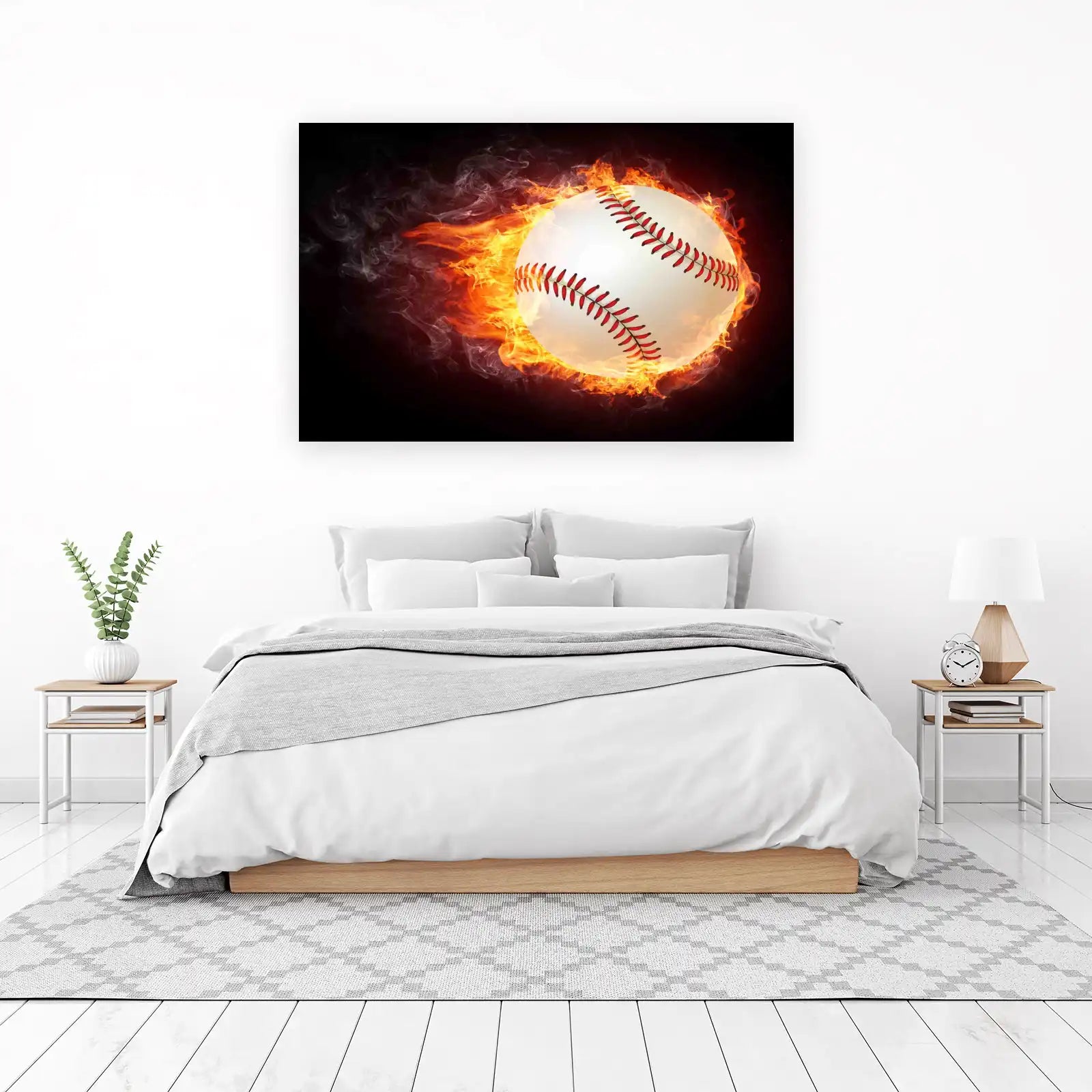 Fiery Baseball Action Wall Art