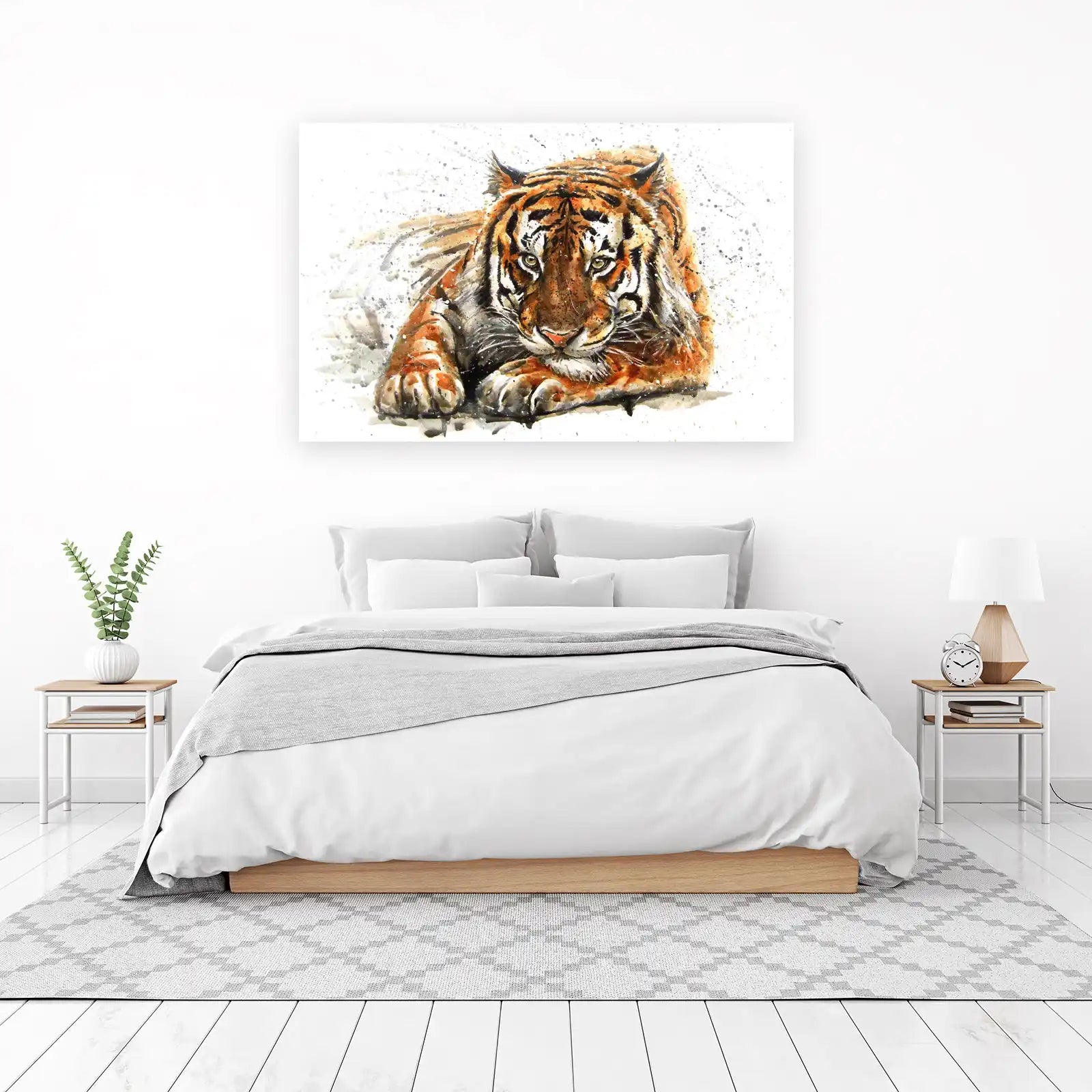 Majestic Tiger Portrait Watercolor Wall Art