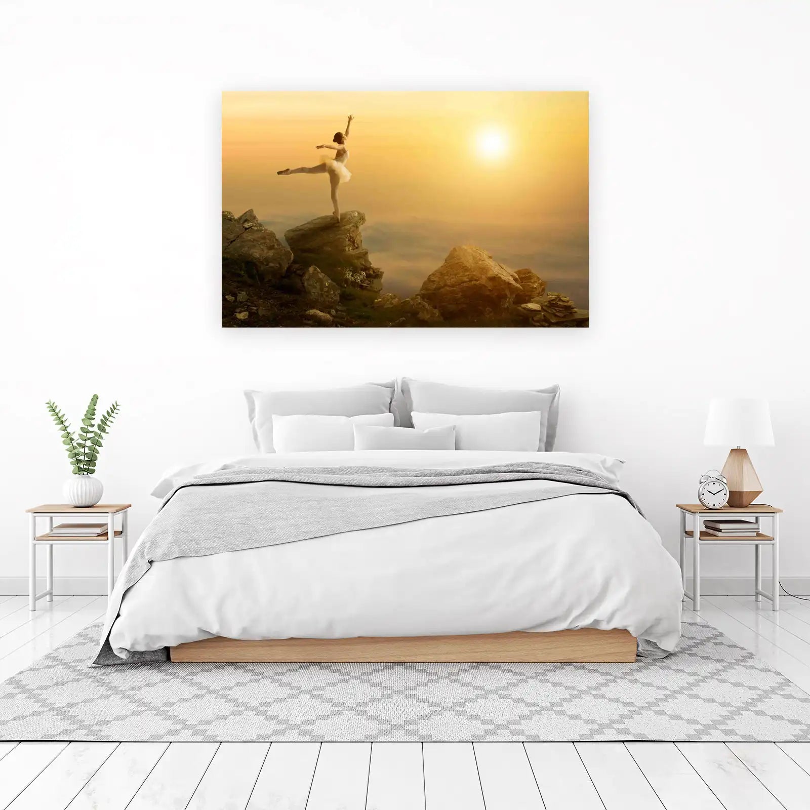 Graceful Ballerina Sunset Cliff Wall Art
