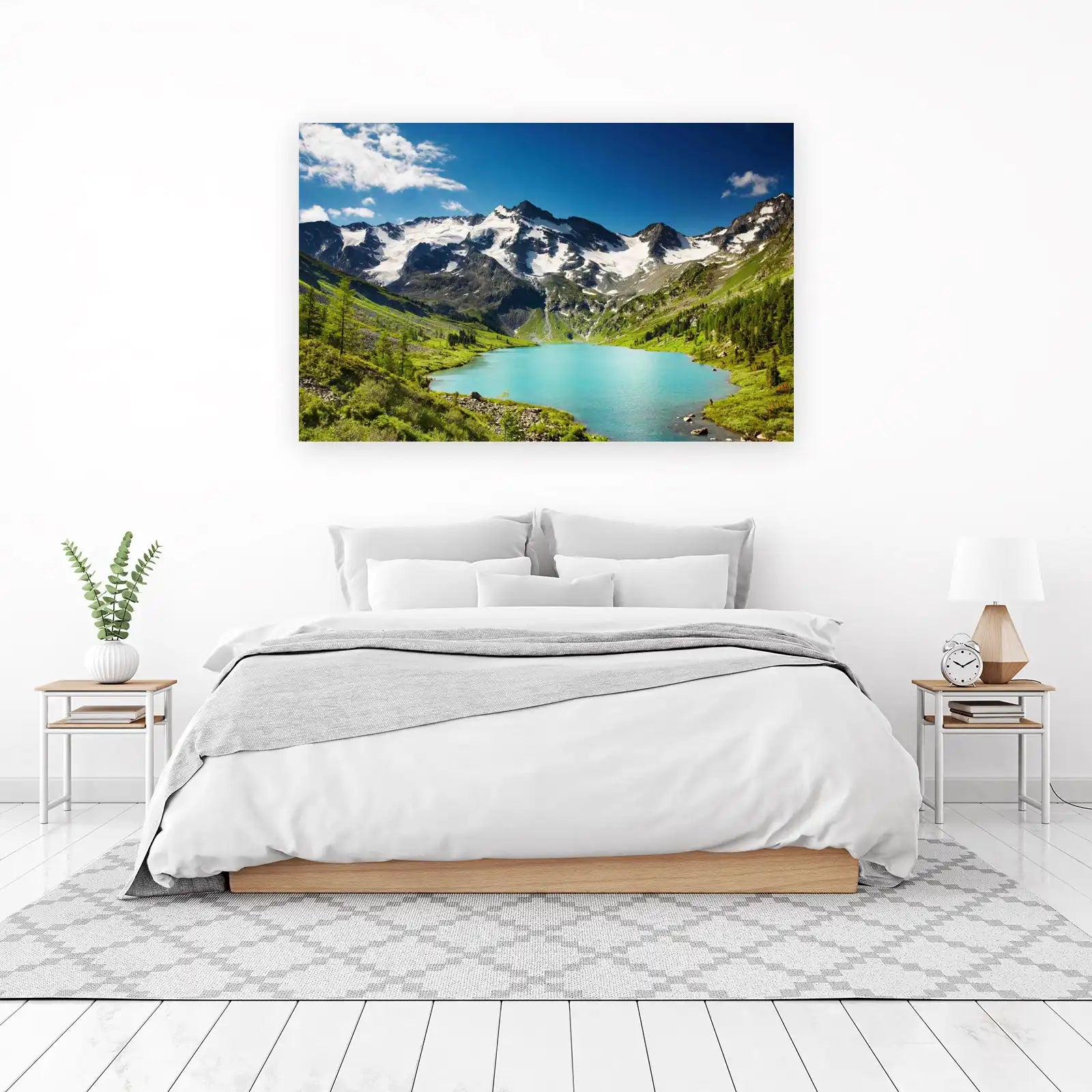 Turquoise Lake & Snowy Peaks Landscape Wall Art