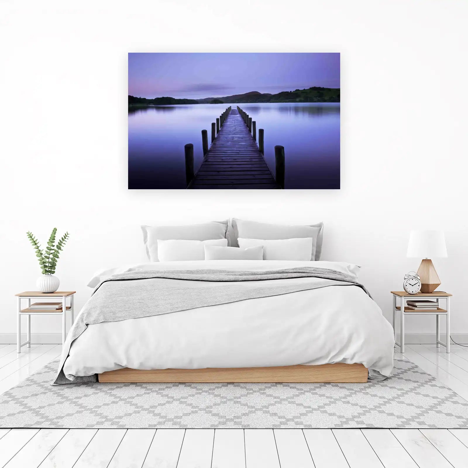 Serene Lake Dock Dusk Wall Art