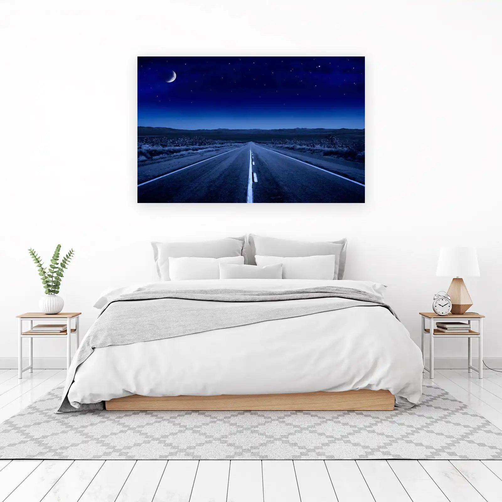 Desert Highway Under Moonlit Sky Wall Art