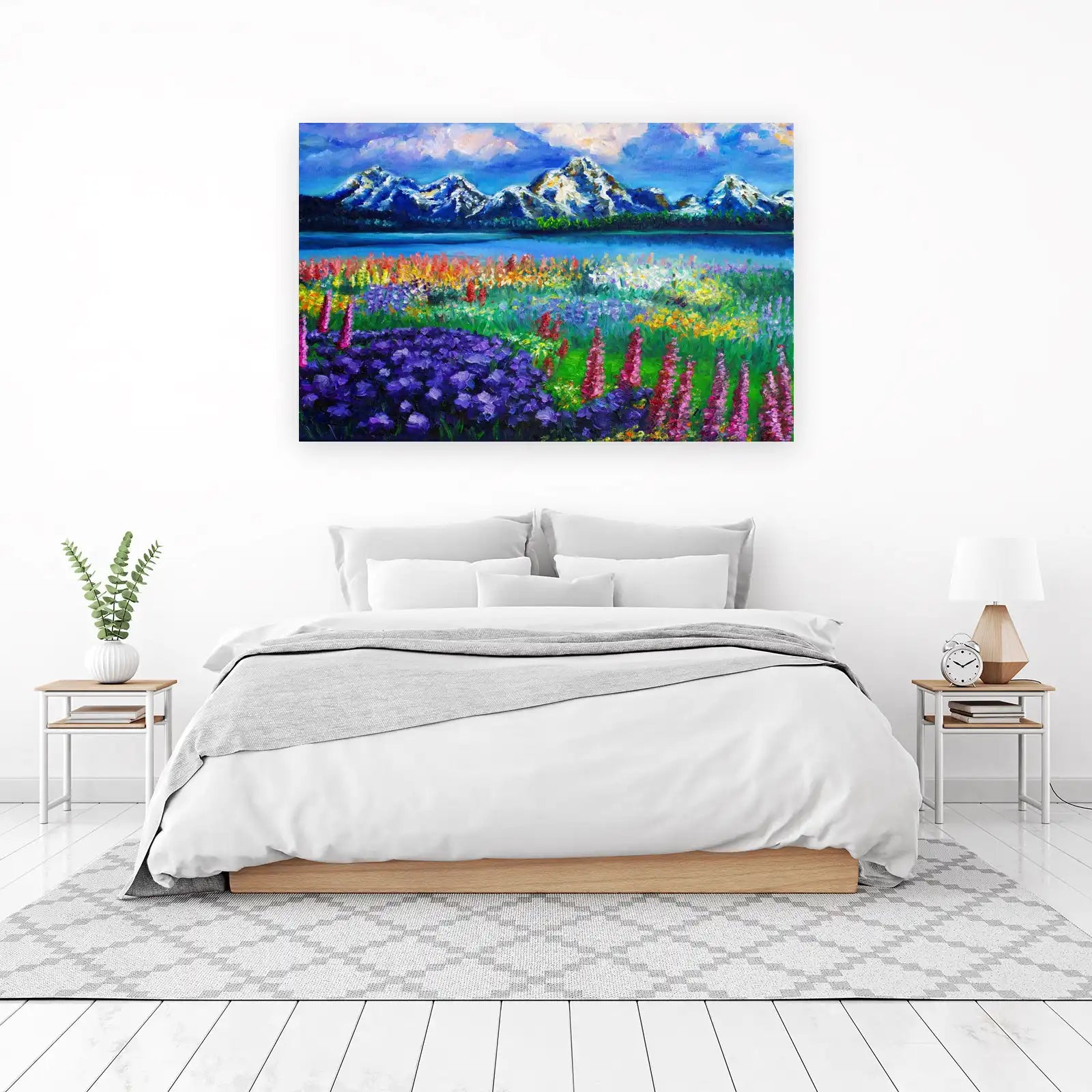 Vibrant Mountain Meadow Landscape Wall Art
