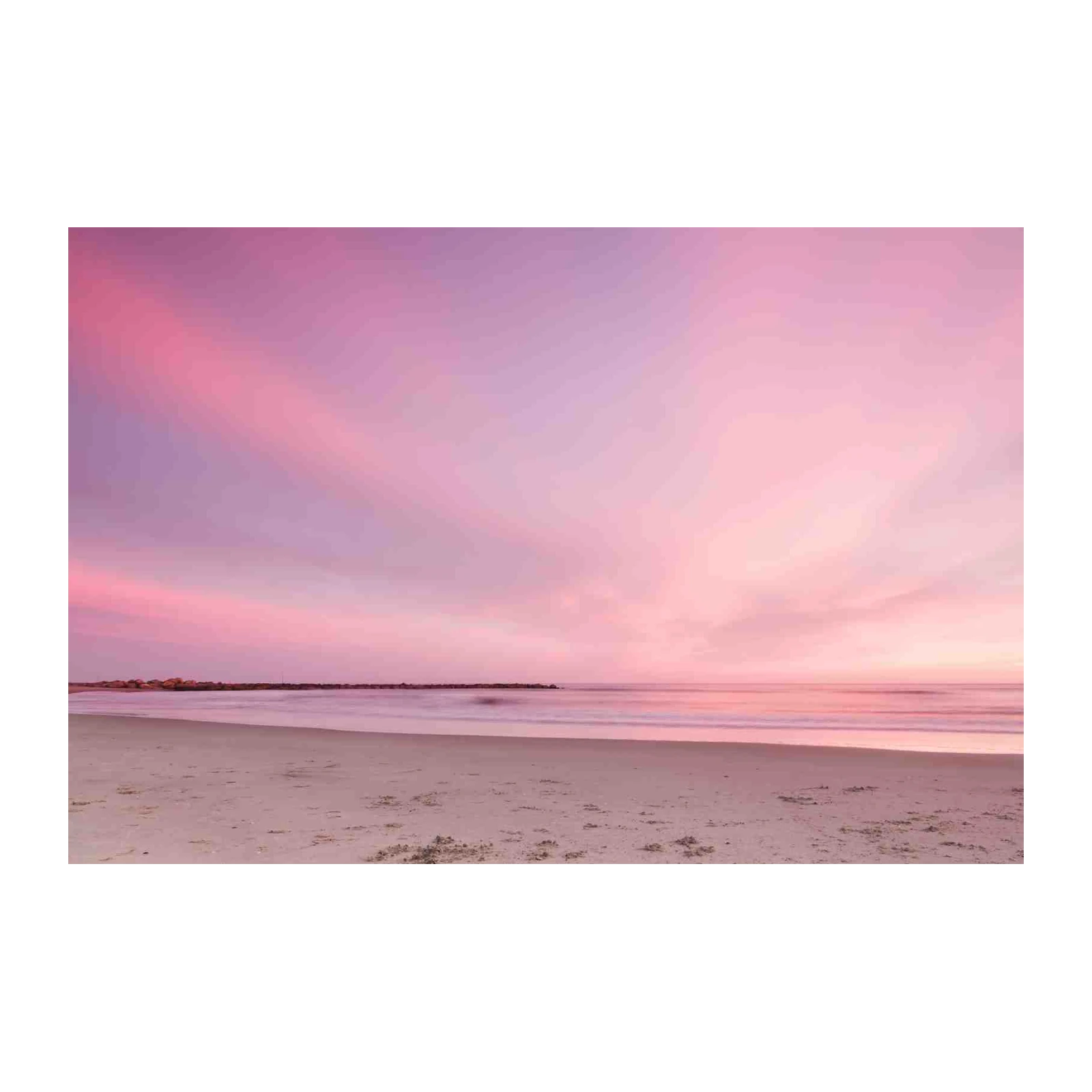 Serene Pink Beach Sunset Wall Art