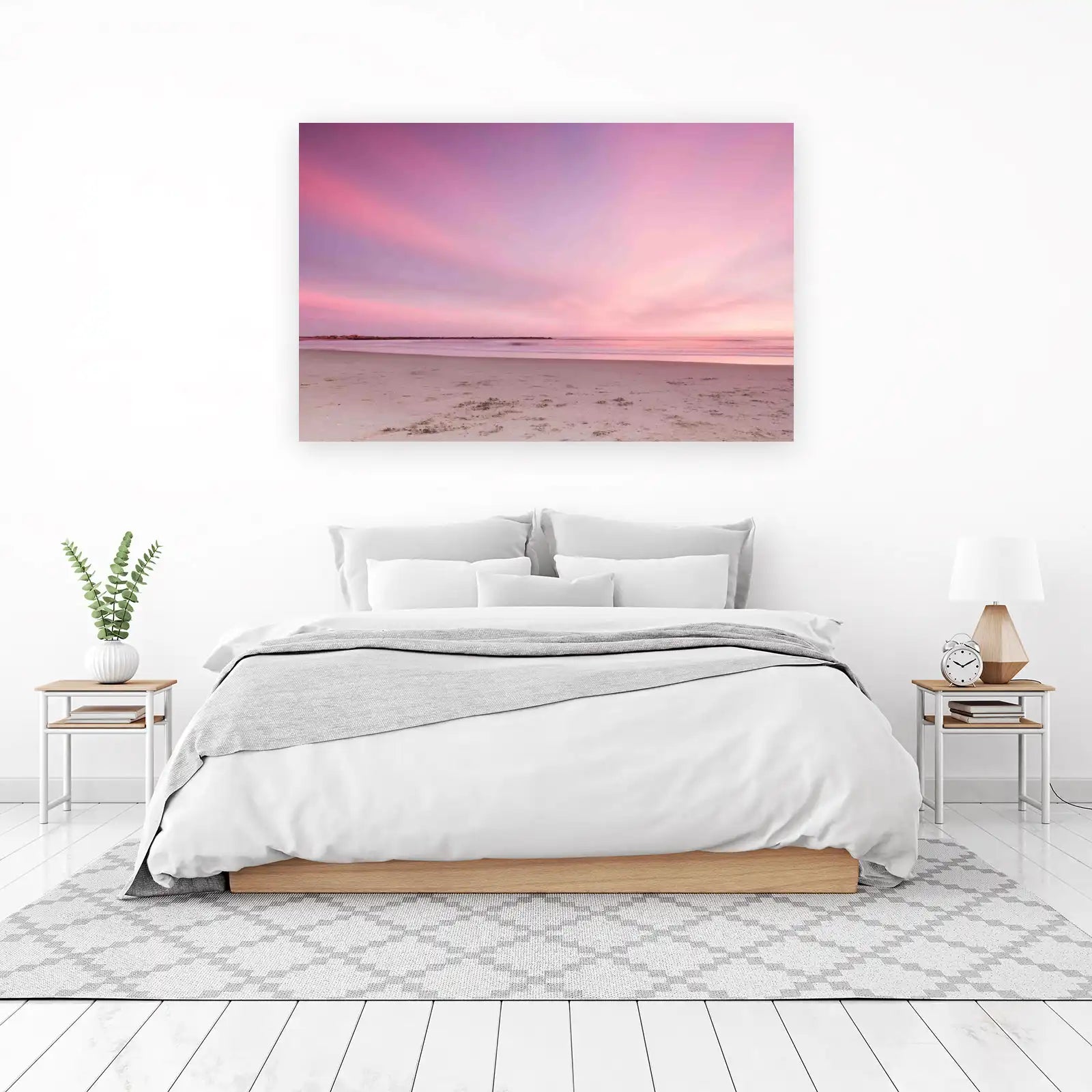Serene Pink Beach Sunset Wall Art