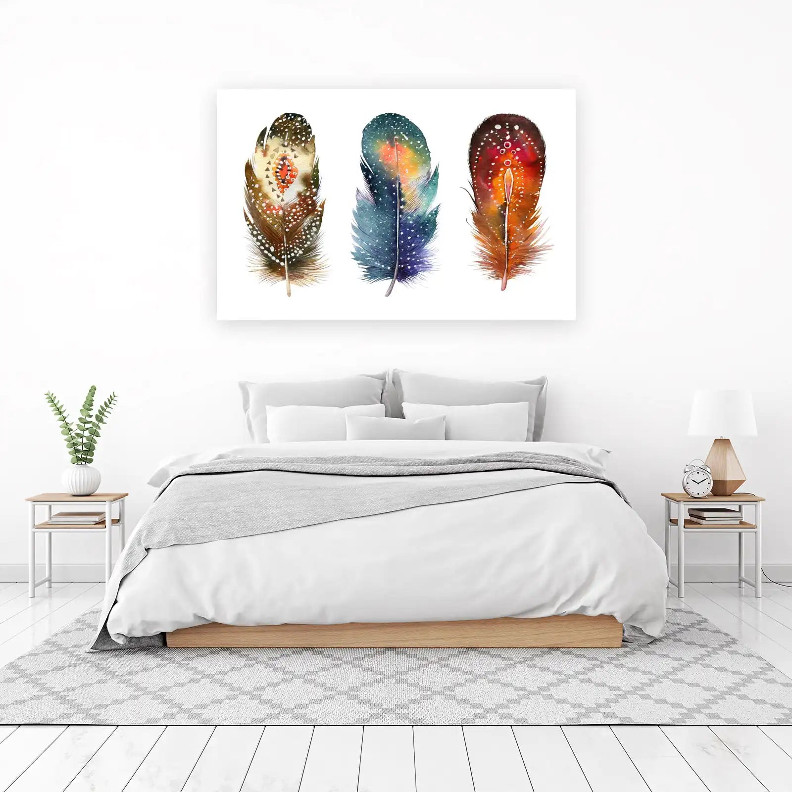 Boho Watercolor Feathers Wall Art Art