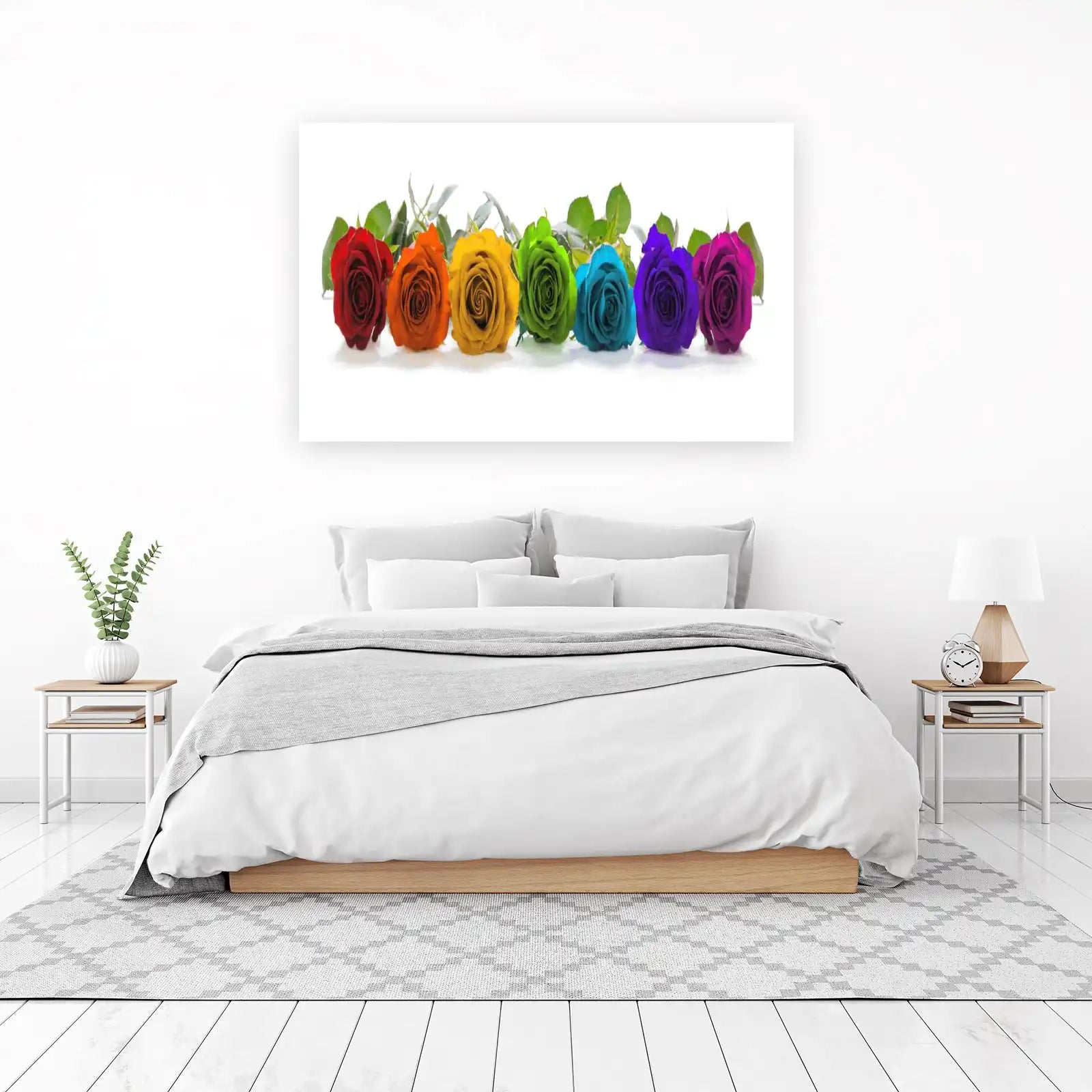 Vibrant Rainbow Rose Floral Wall Art