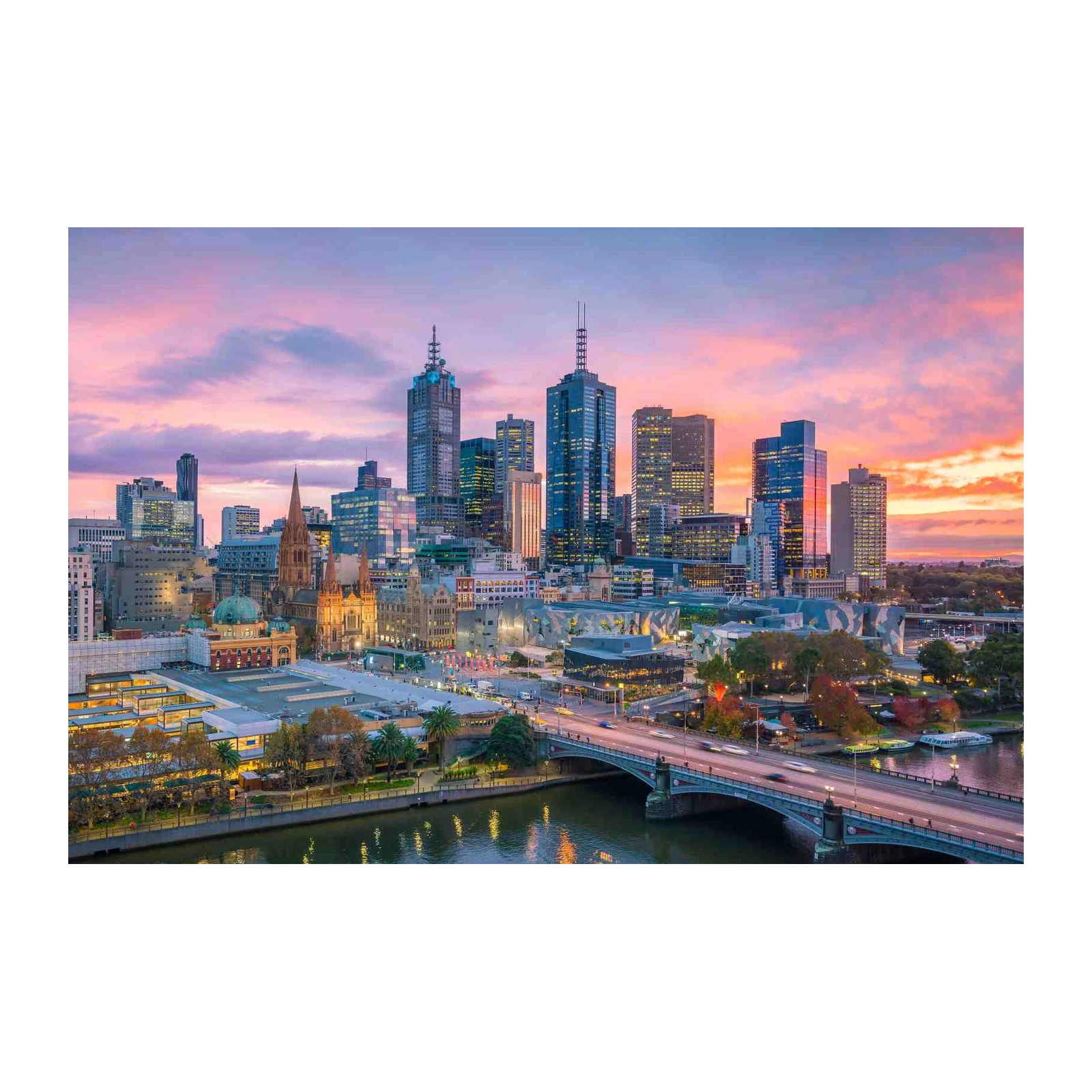Melbourne Cityscape Sunset Wall Art