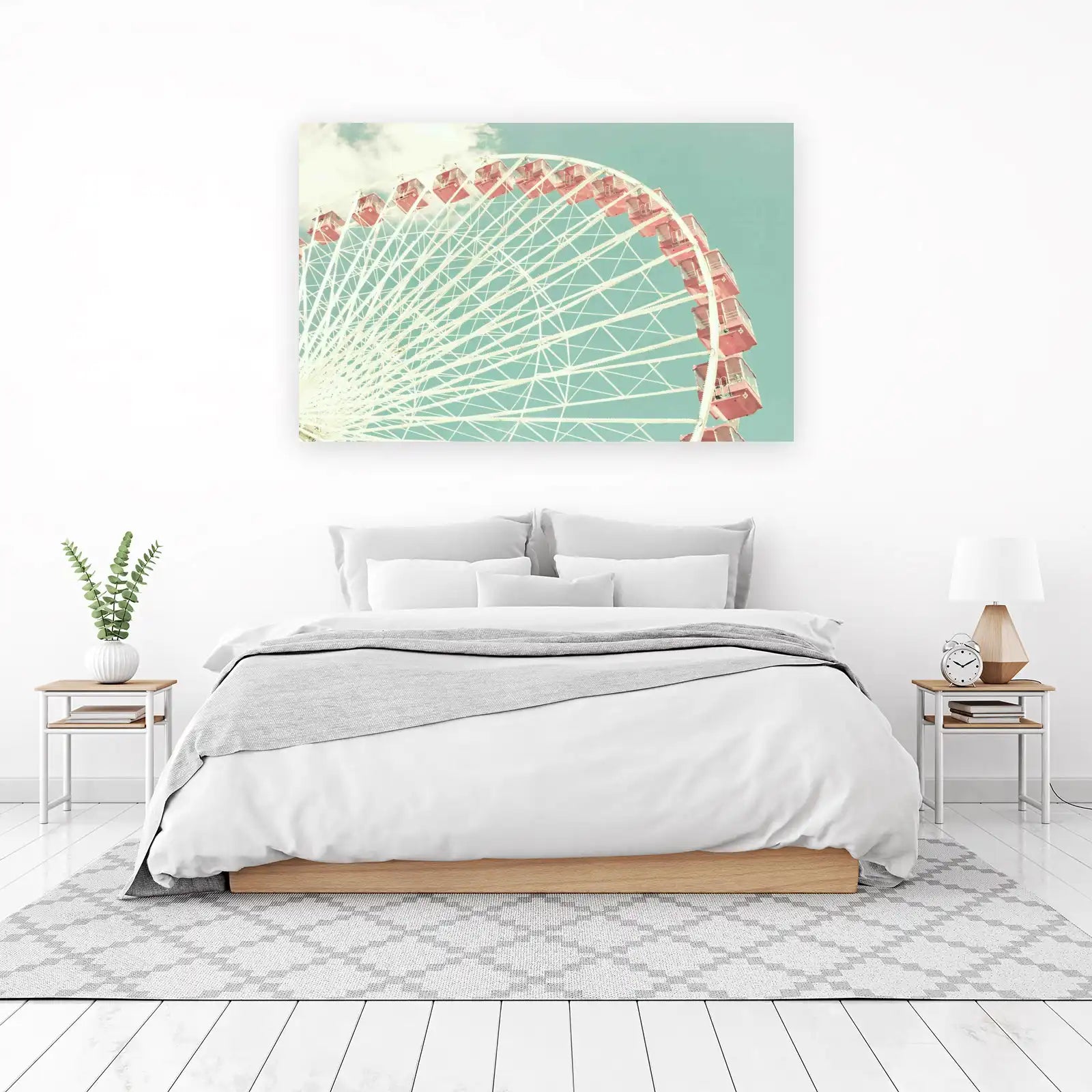 Retro Ferris Wheel Pink Cabins Wall Art