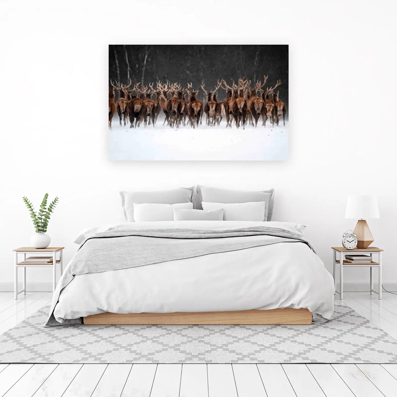 Majestic Deer Herd Winter Snow Wall Art