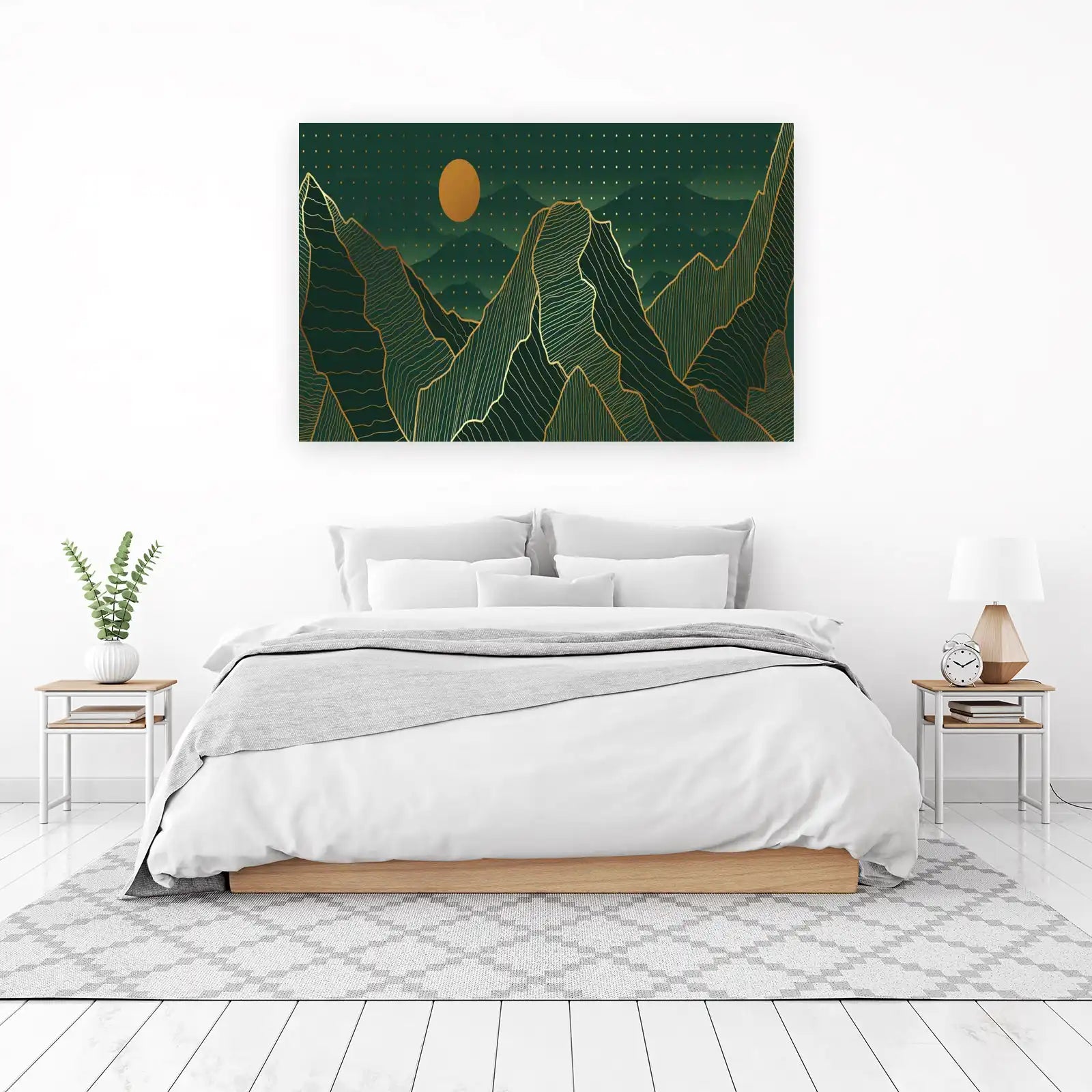Emerald Mountain Serenity Gold Line Art Wall Art