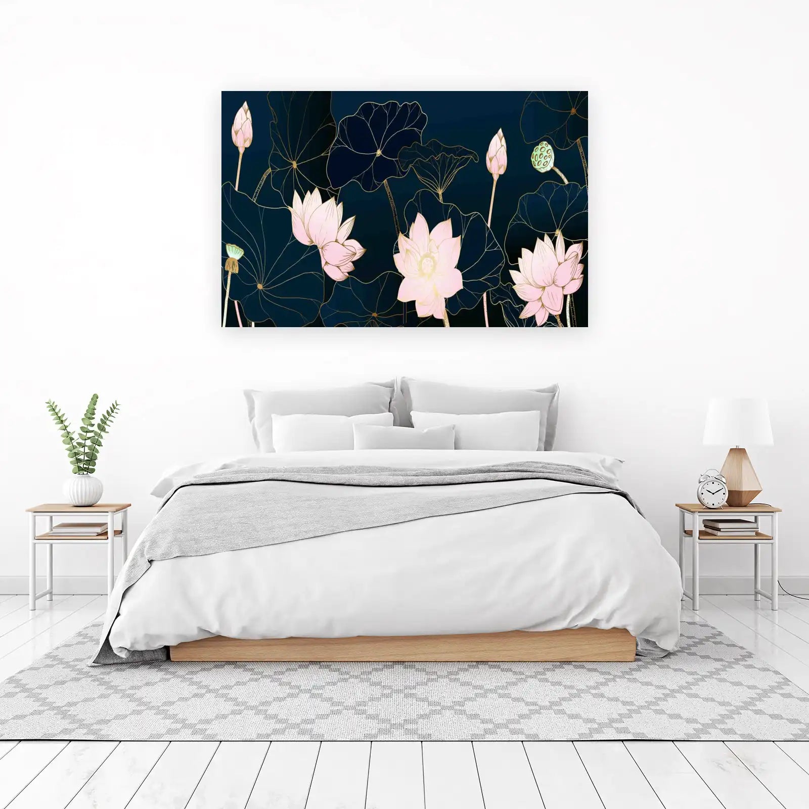Elegant Gold Lotus Floral Wall Art Wall Art