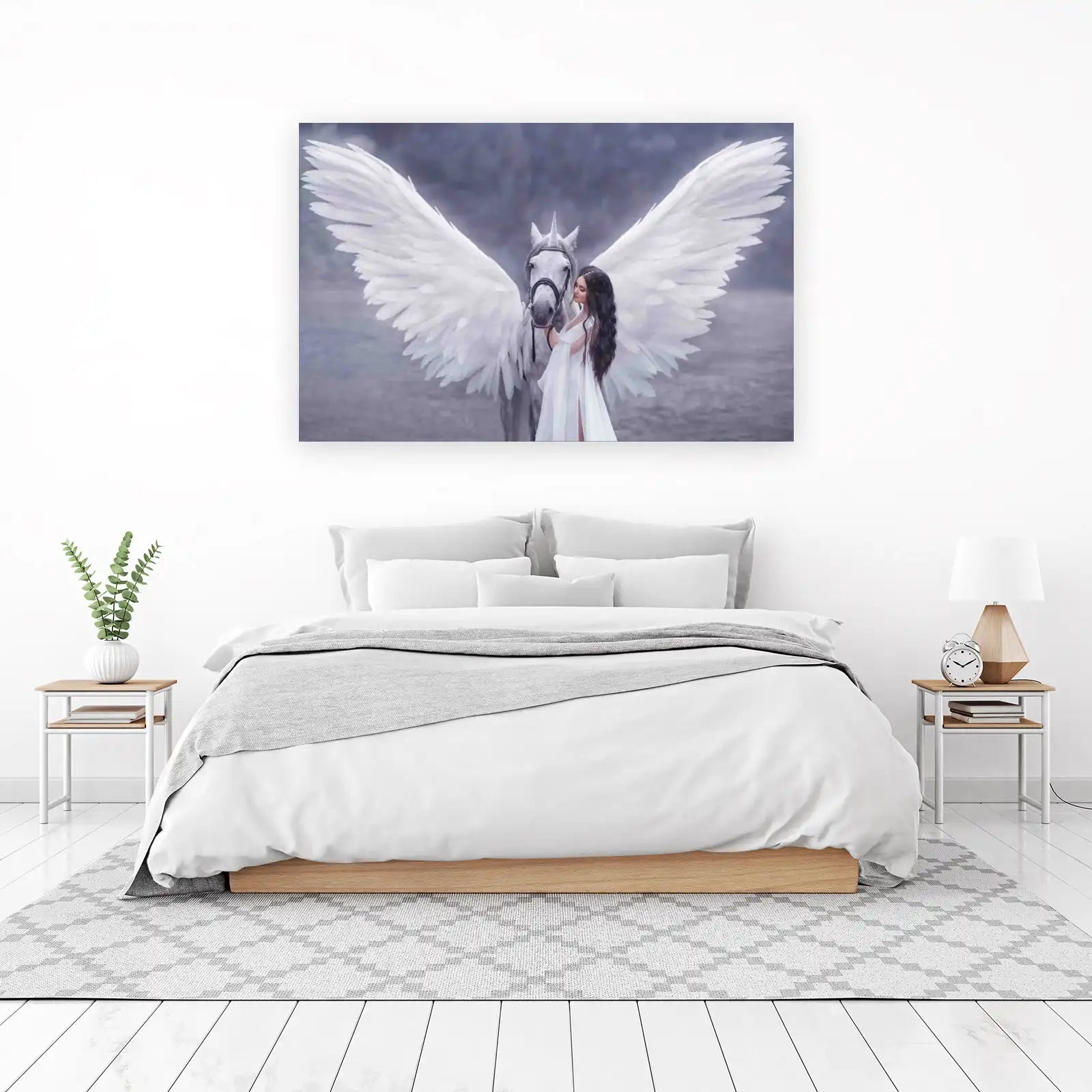 Mystic Angel & Pegasus Fantasy Art Wall Art