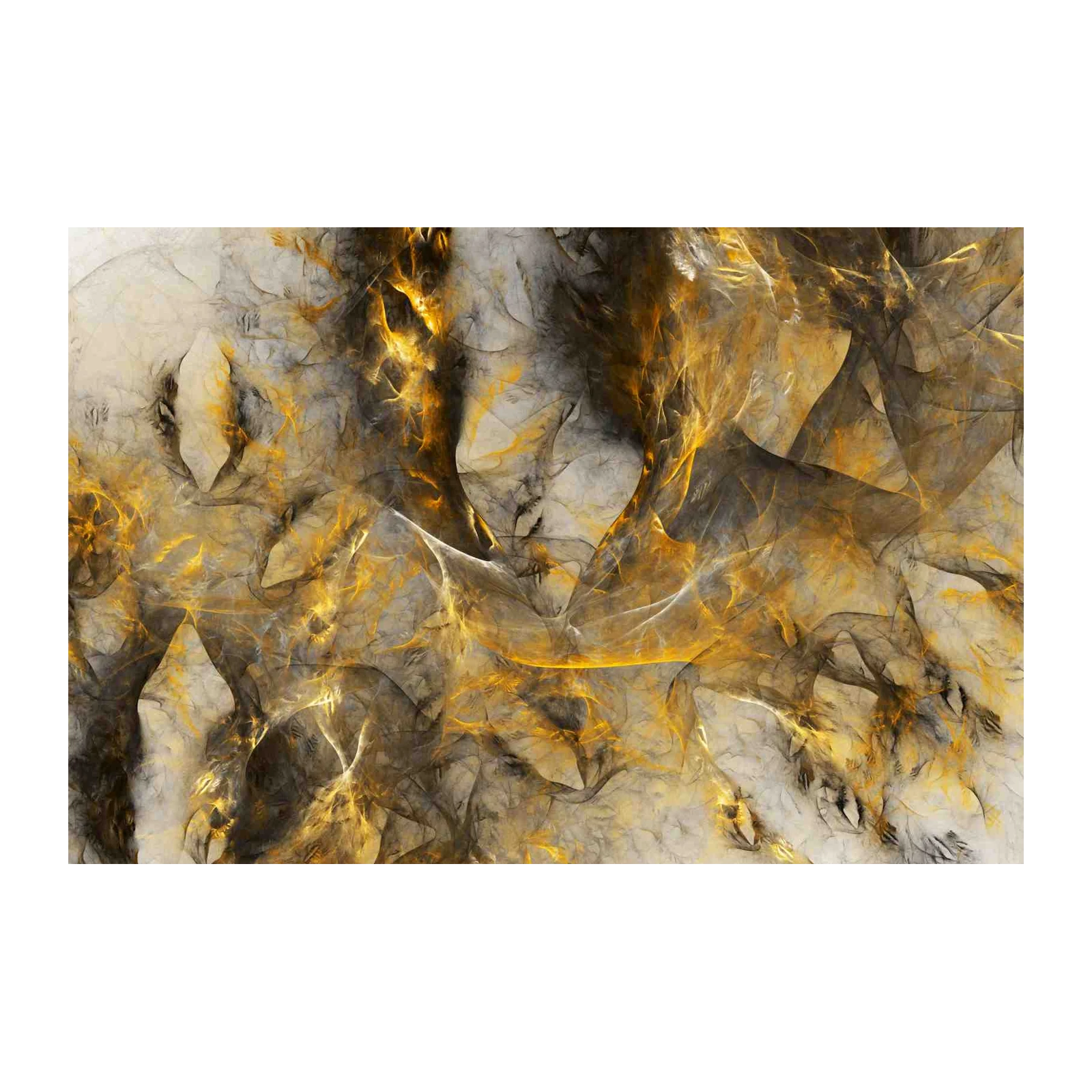 Abstract Gold & Grey Energy Fractal Wall Art