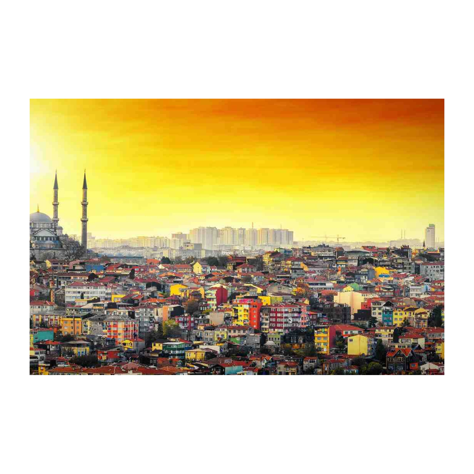 Vibrant Istanbul Cityscape Mosque Wall Art