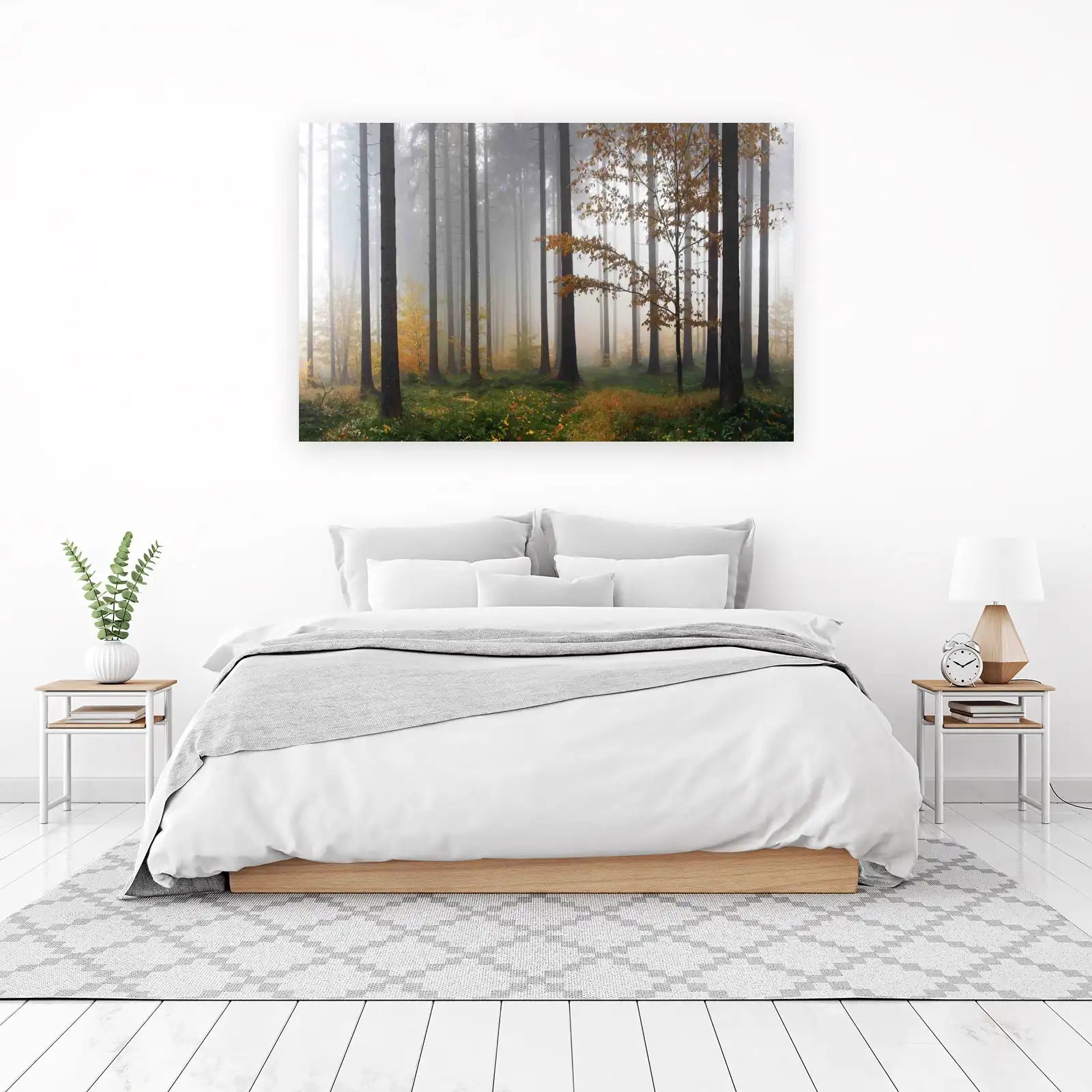 Misty Autumn Forest Trees Wall Art