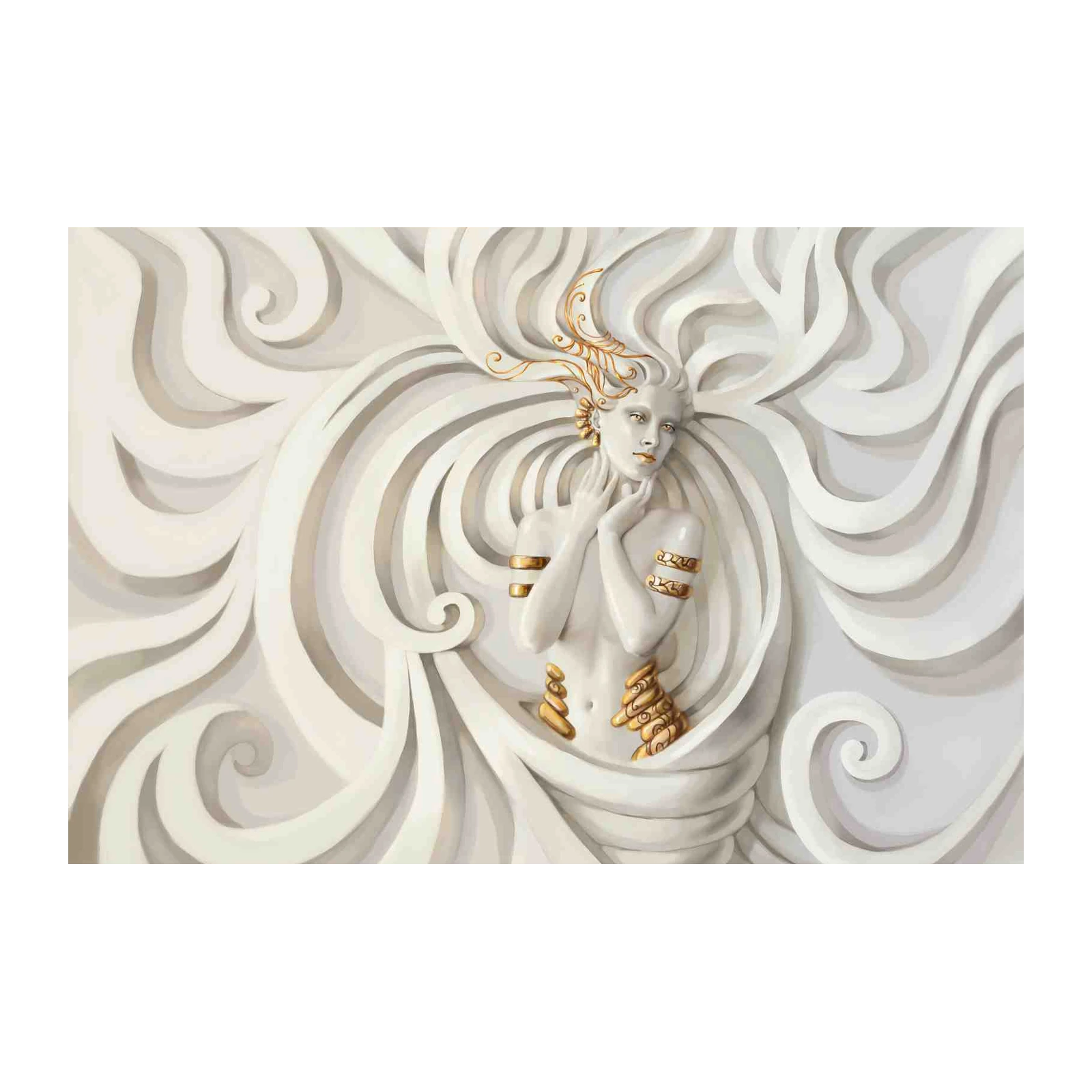 Serene Goddess White & Gold Wall Art